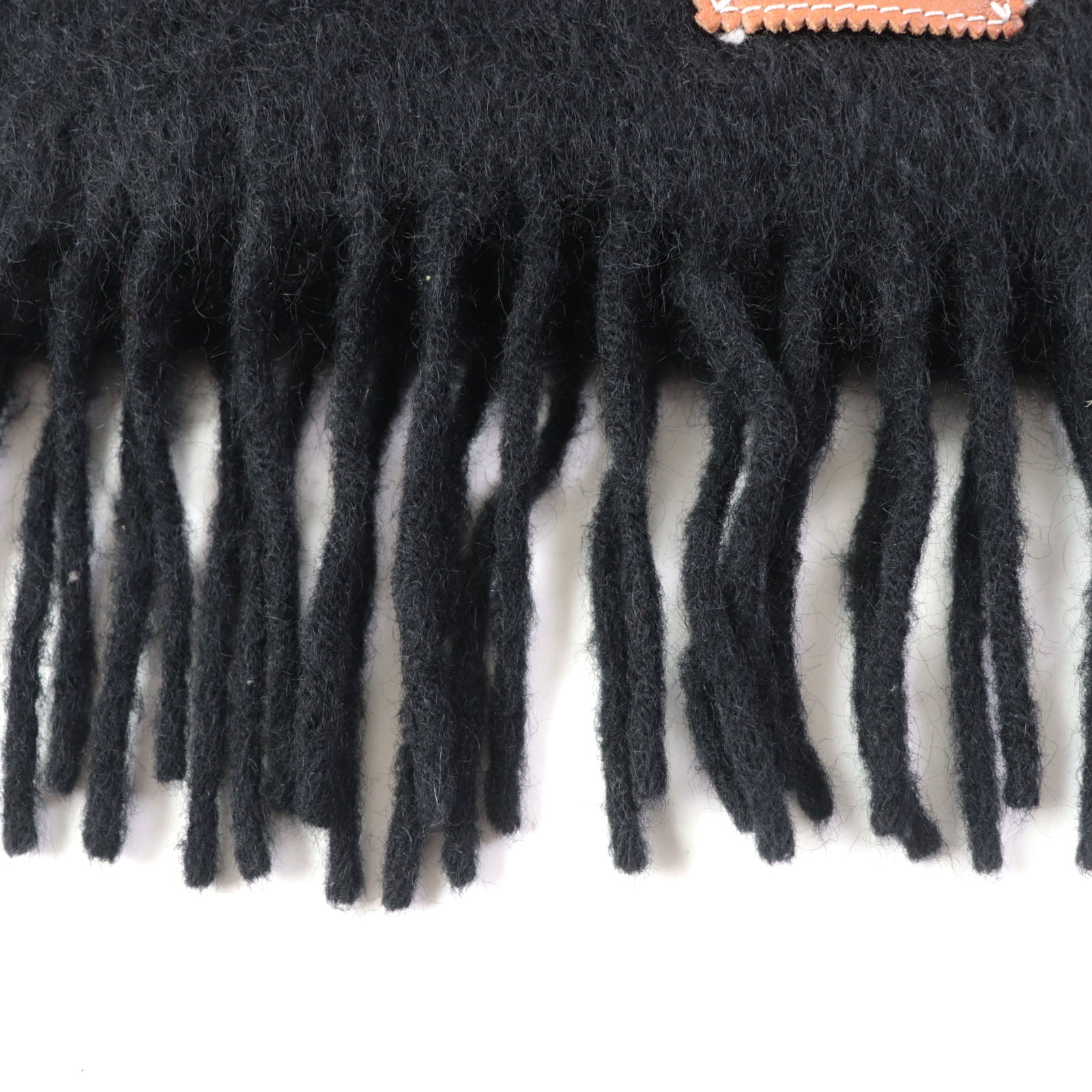 Loewe Mohair Wool Long Fringe Scarf Black