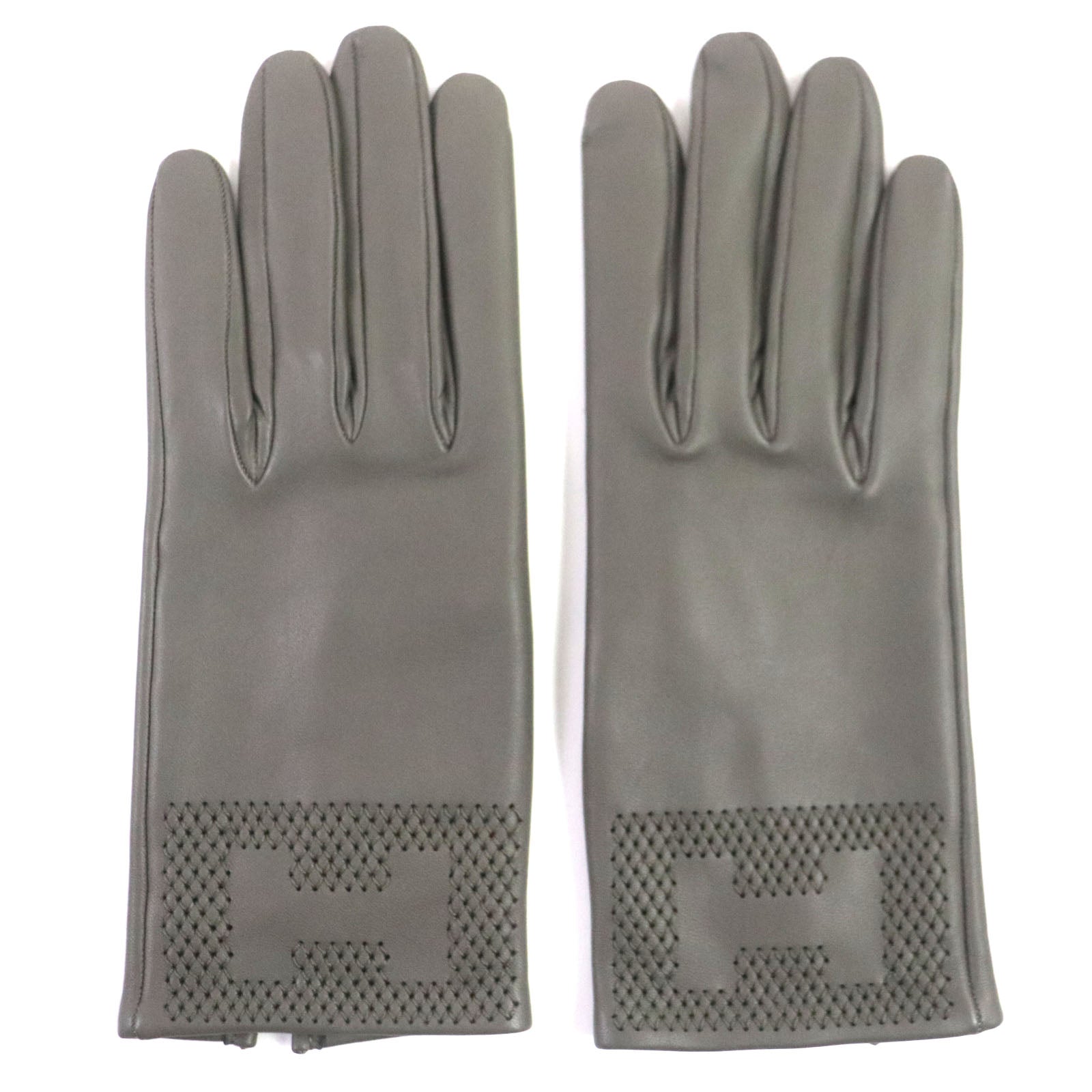 Hermes Lamb Leather Silk H Logo Gloves 7.5