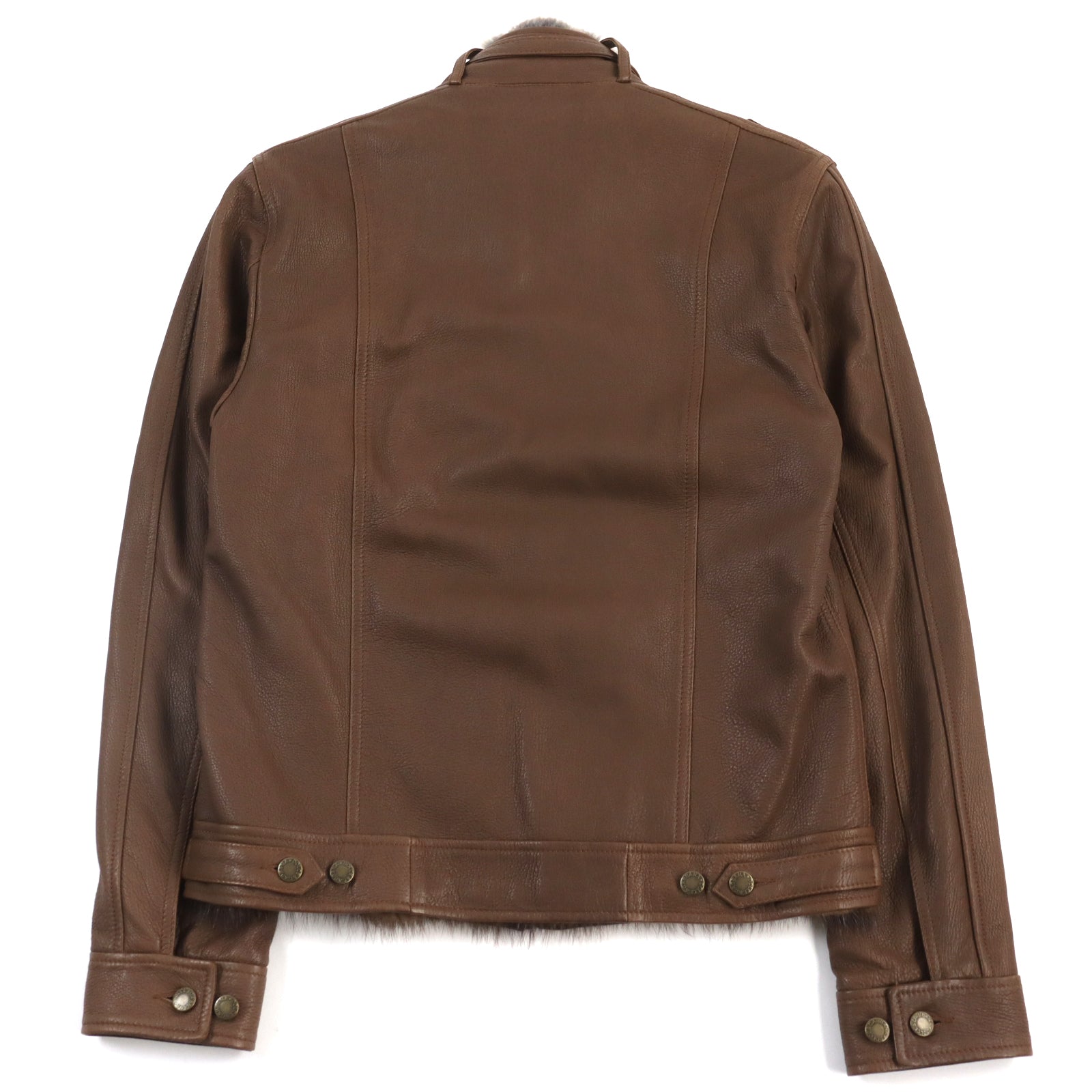 Dolce & Gabbana Leather Trucker Jacket Brown 48