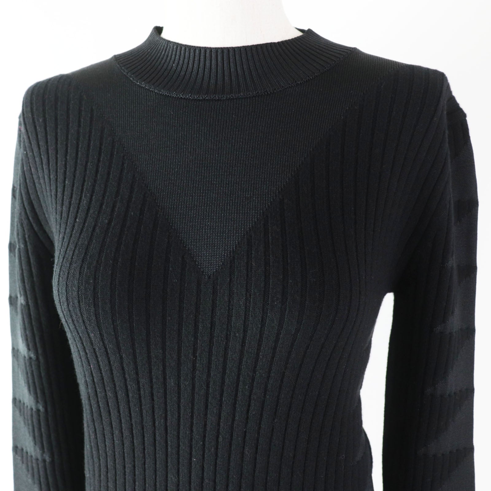 HERMES Wool Silk Cashmere Pullover Knit Black 34