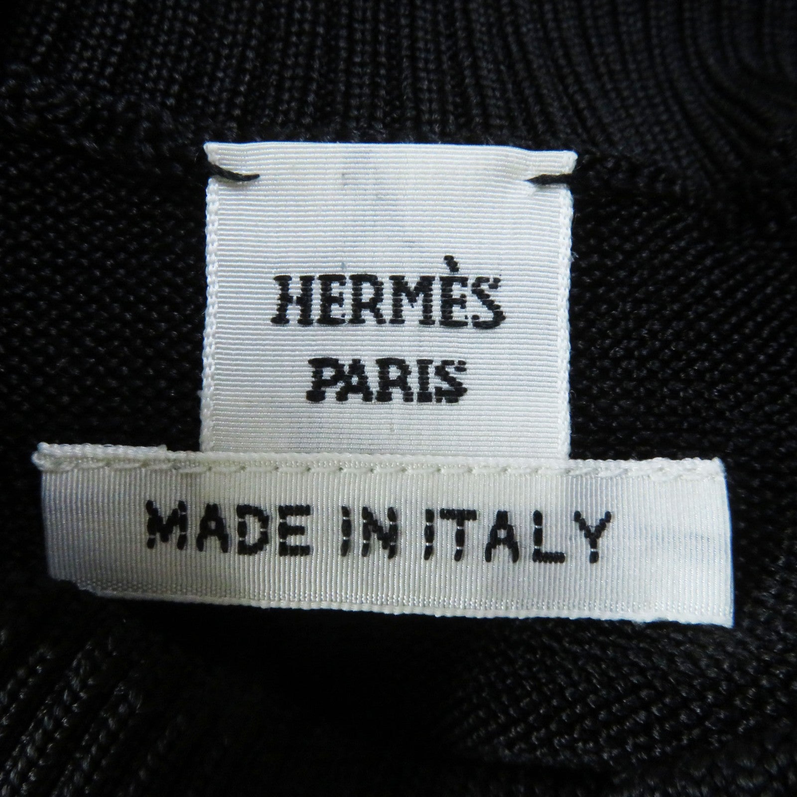 HERMES Wool Silk Cashmere Pullover Knit Black 34