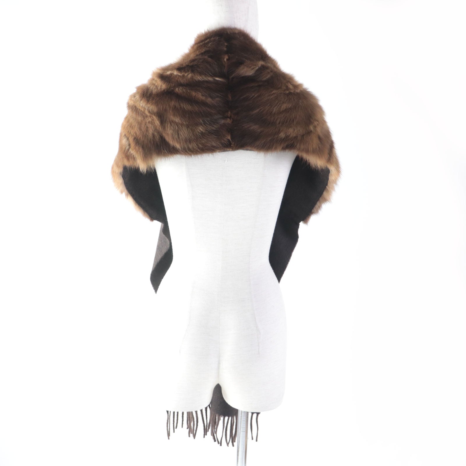 Fendi Cashmere Mink Sable Fringe Stole