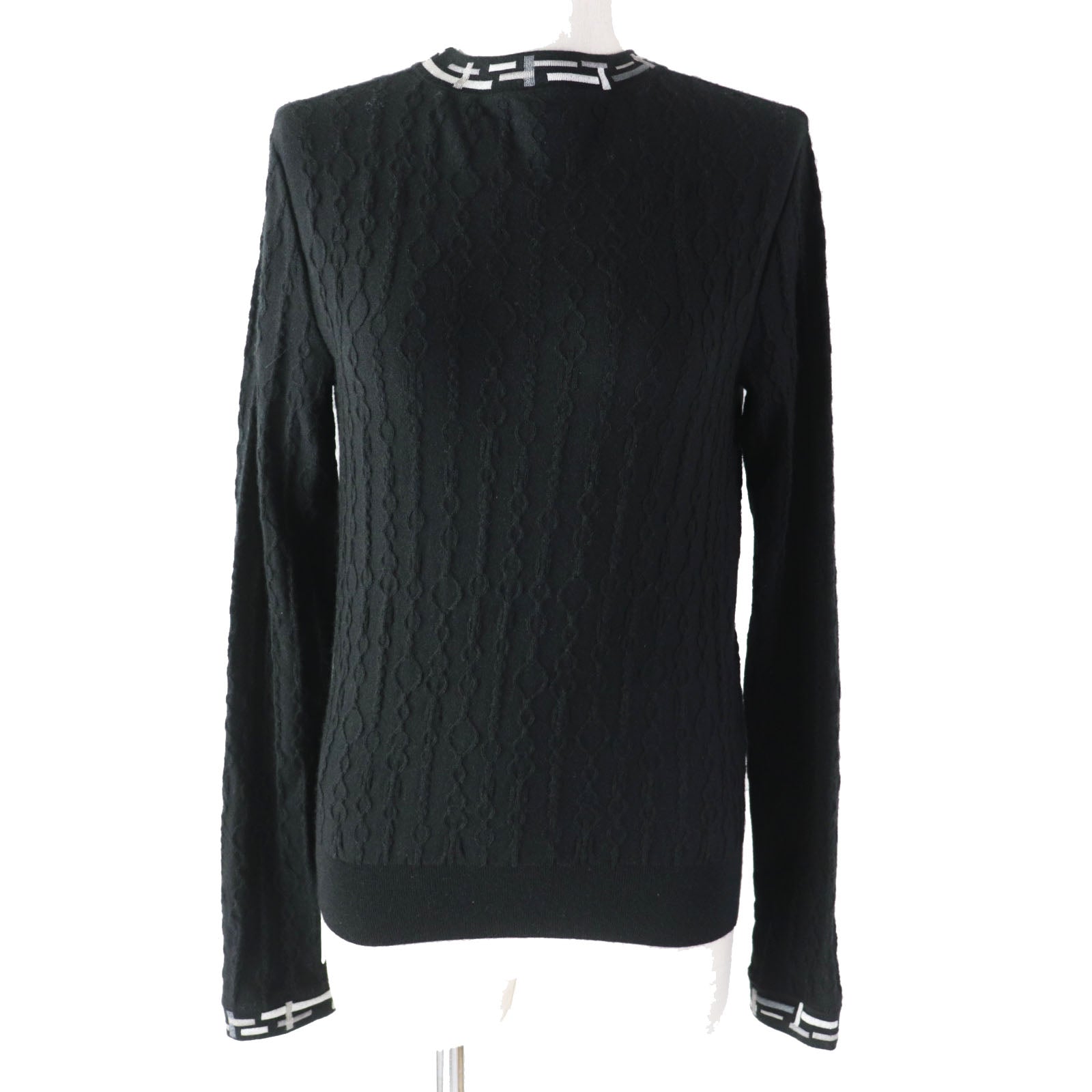 HERMES De Re Boucle Cashmere Silk Knit Black 34