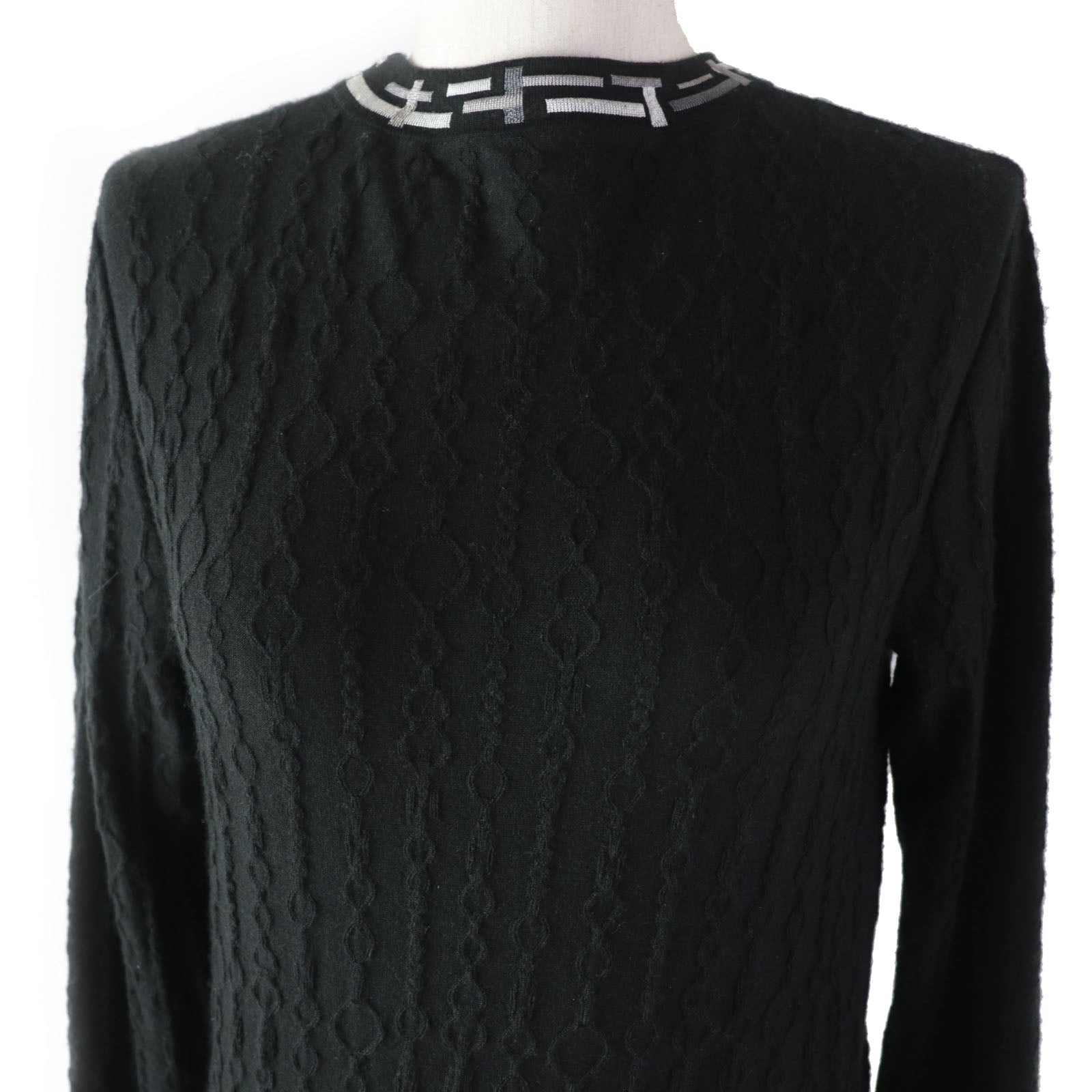 HERMES De Re Boucle Cashmere Silk Knit Black 34