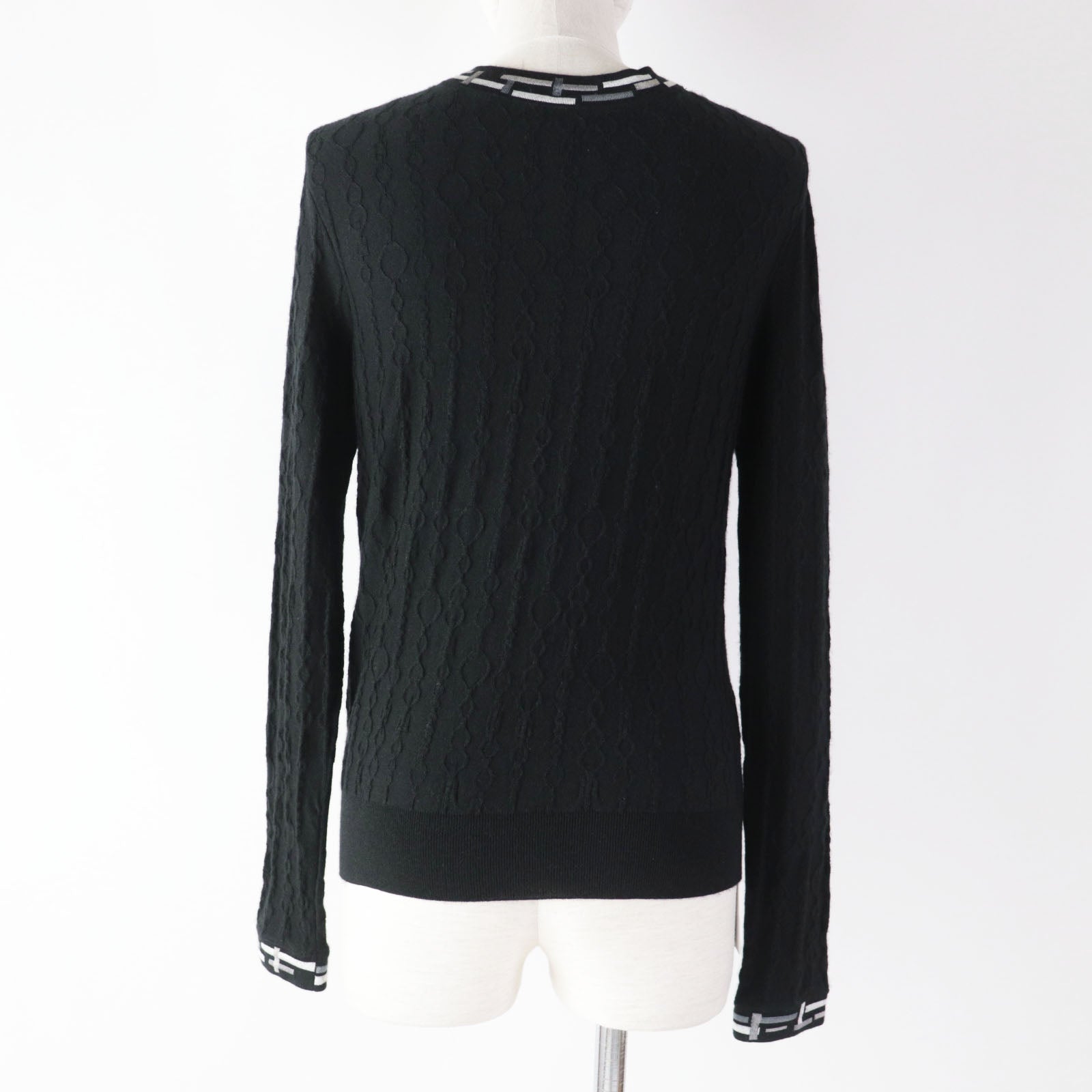 HERMES De Re Boucle Cashmere Silk Knit Black 34