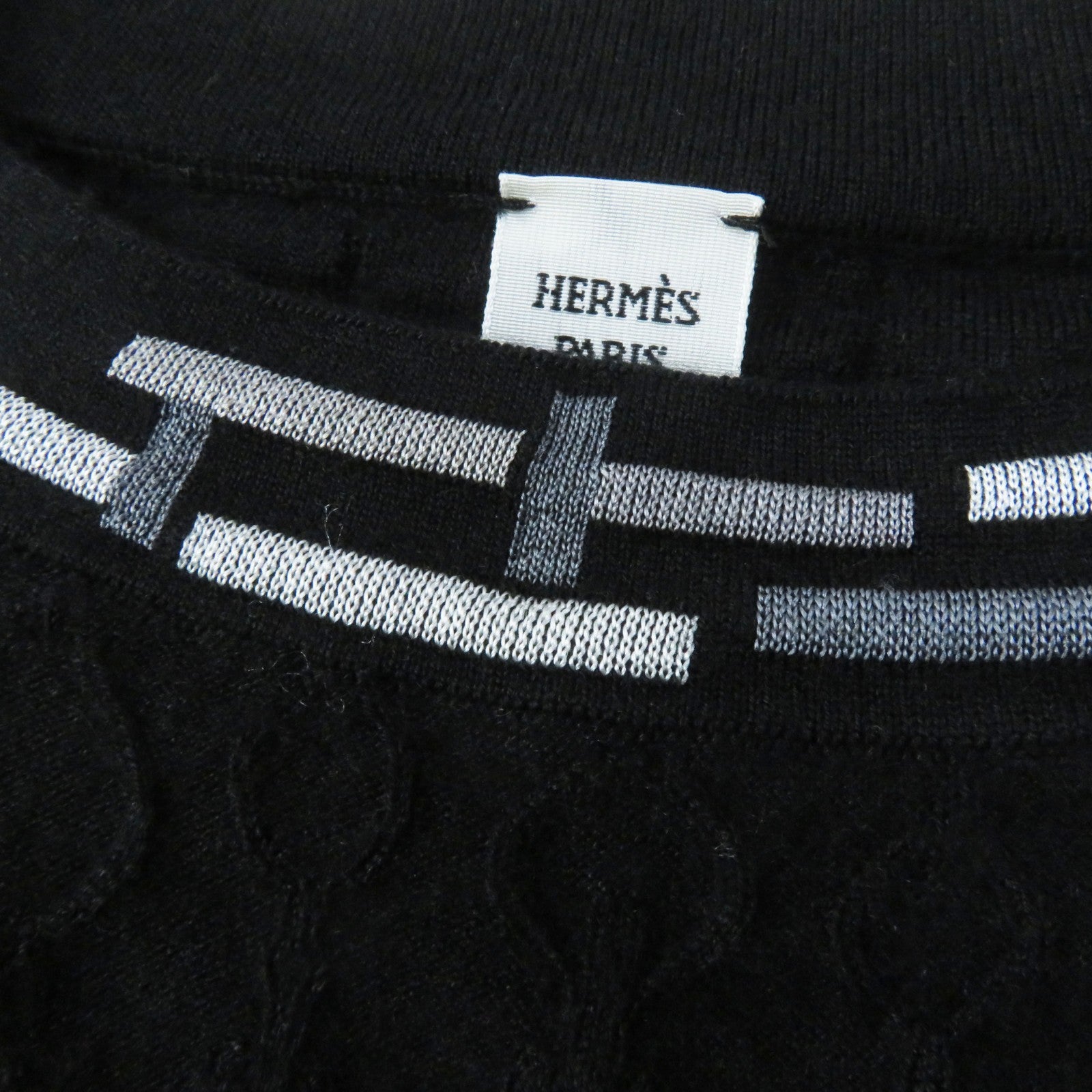 HERMES De Re Boucle Cashmere Silk Knit Black 34