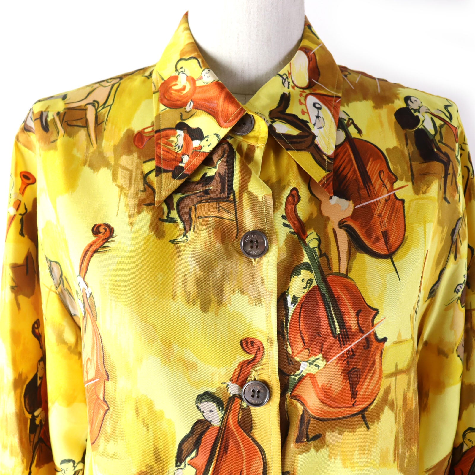 Hermes Silk Concerto Shirt Yellow 40