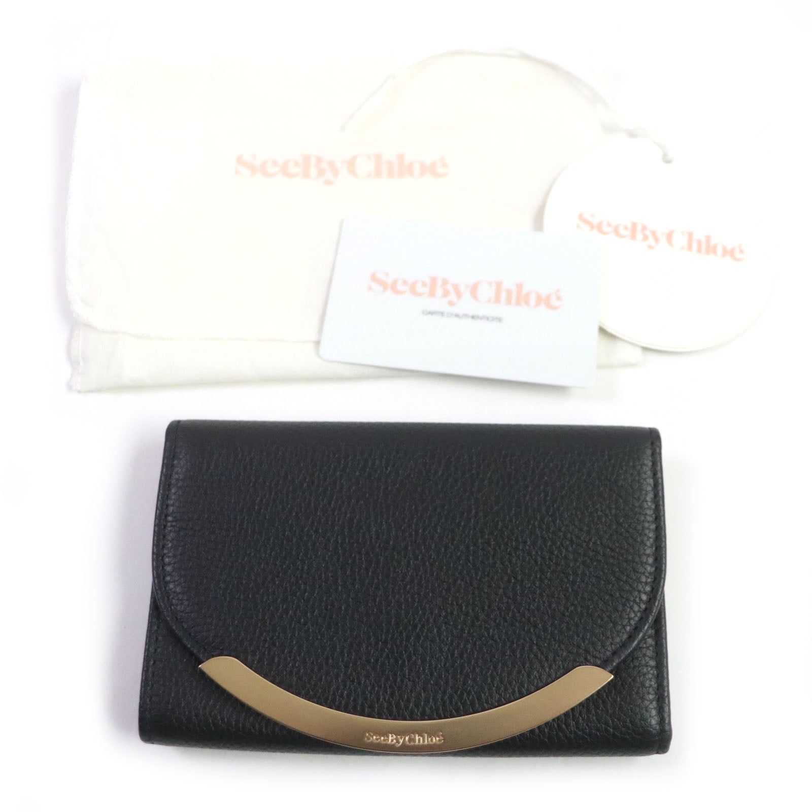 Chloe Lizzie Compact Leather Wallet Black