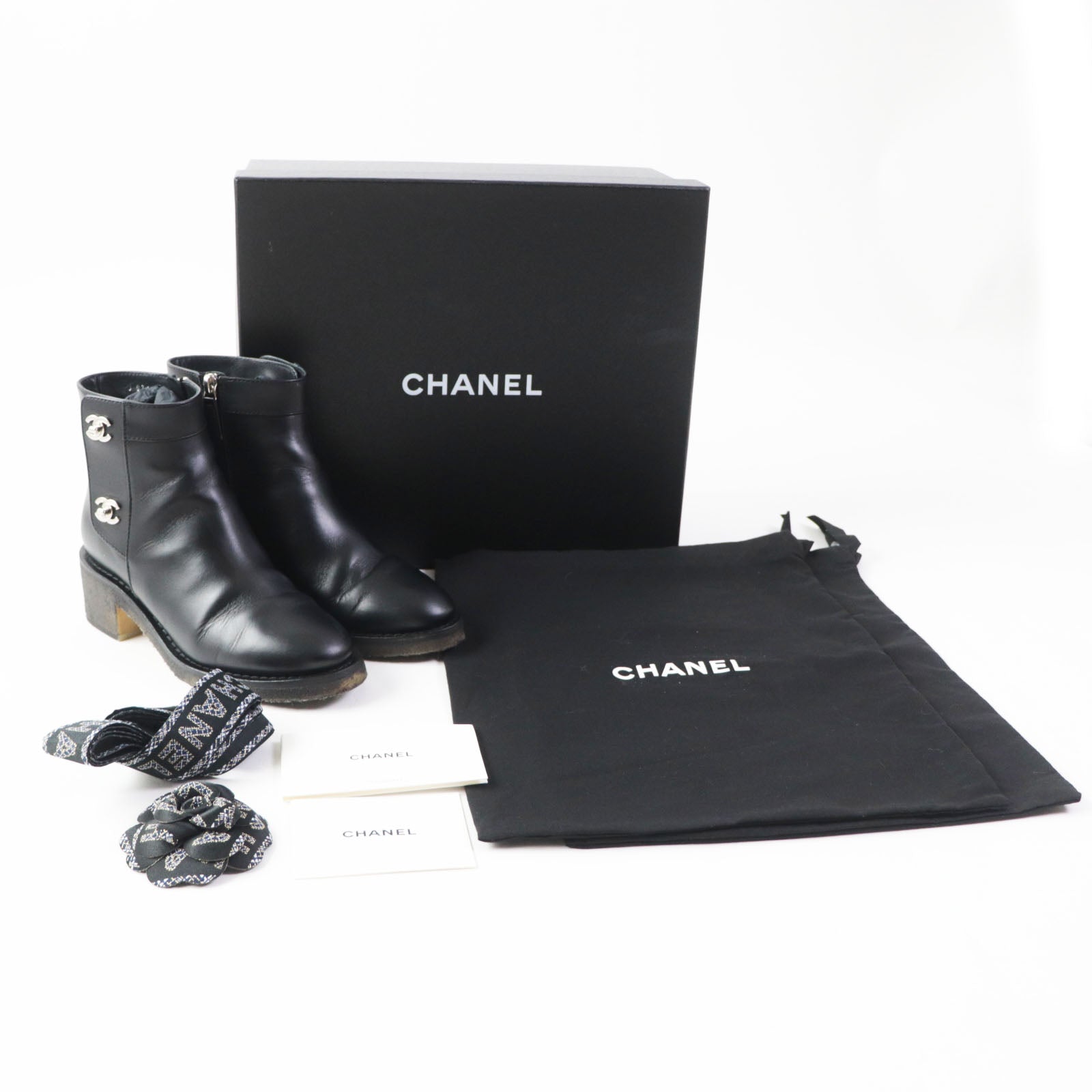 Chanel Calfskin COCO Mark Turnlock Boots 36