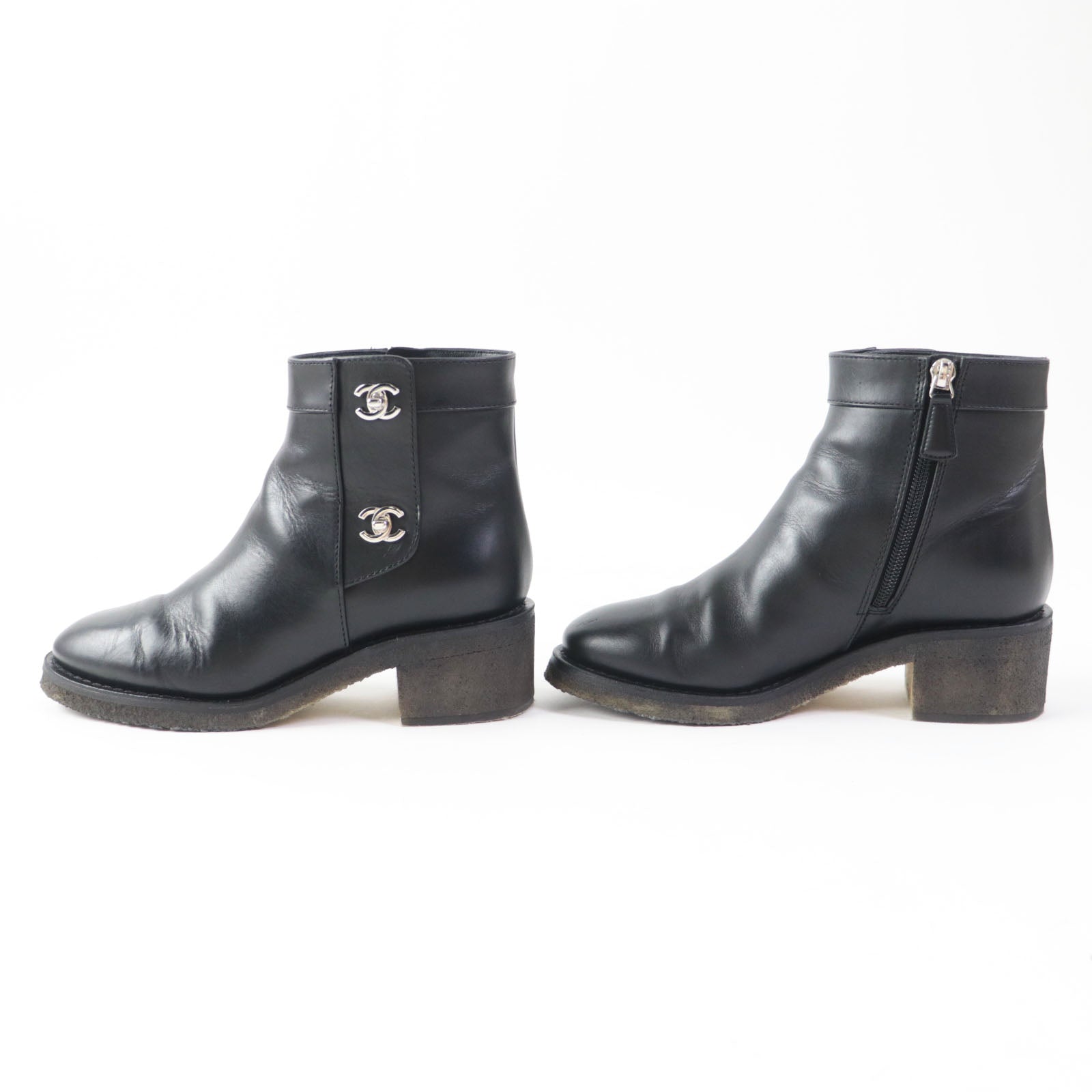 Chanel Calfskin COCO Mark Turnlock Boots 36