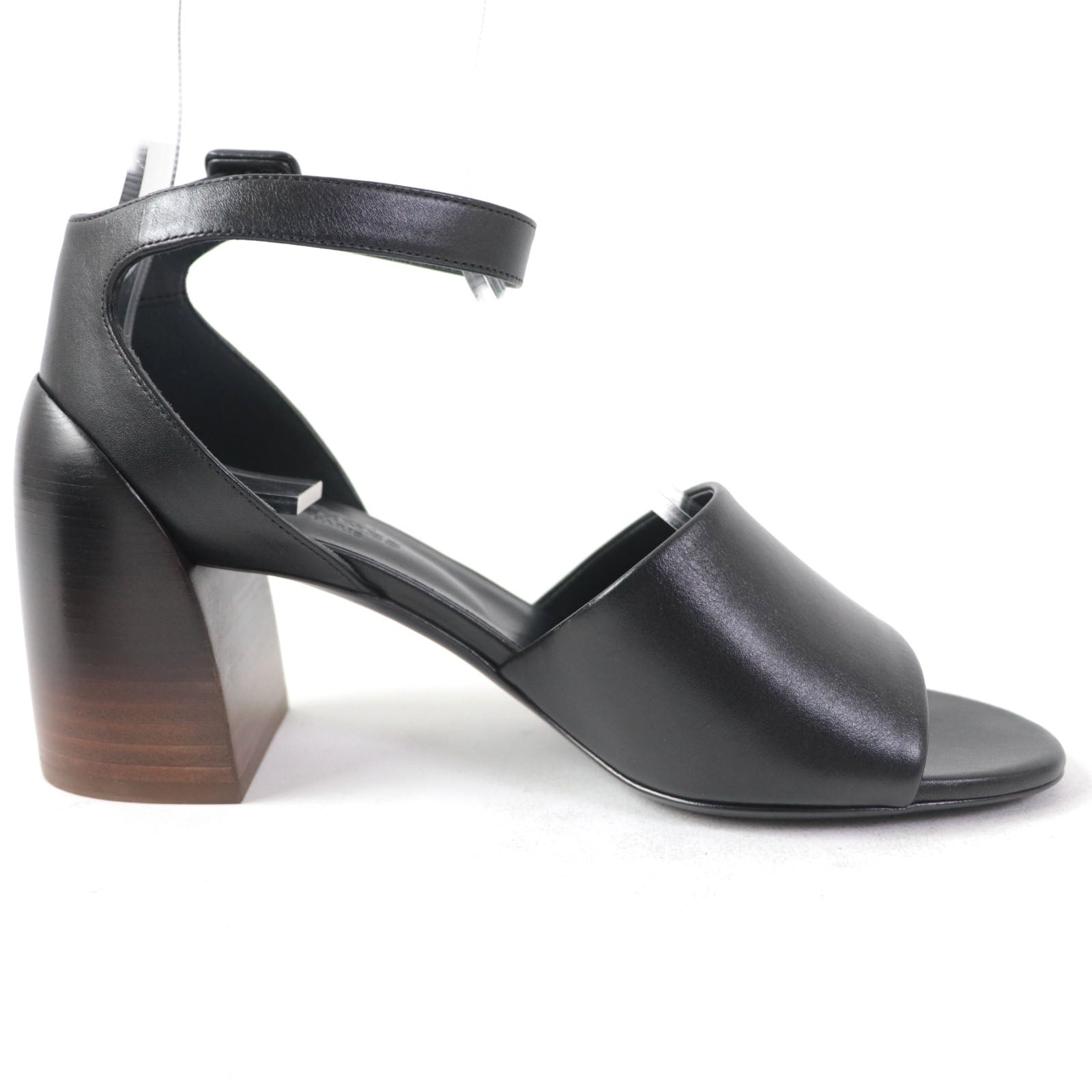 HERMES Leather Ankle Strap Sandals Black 36