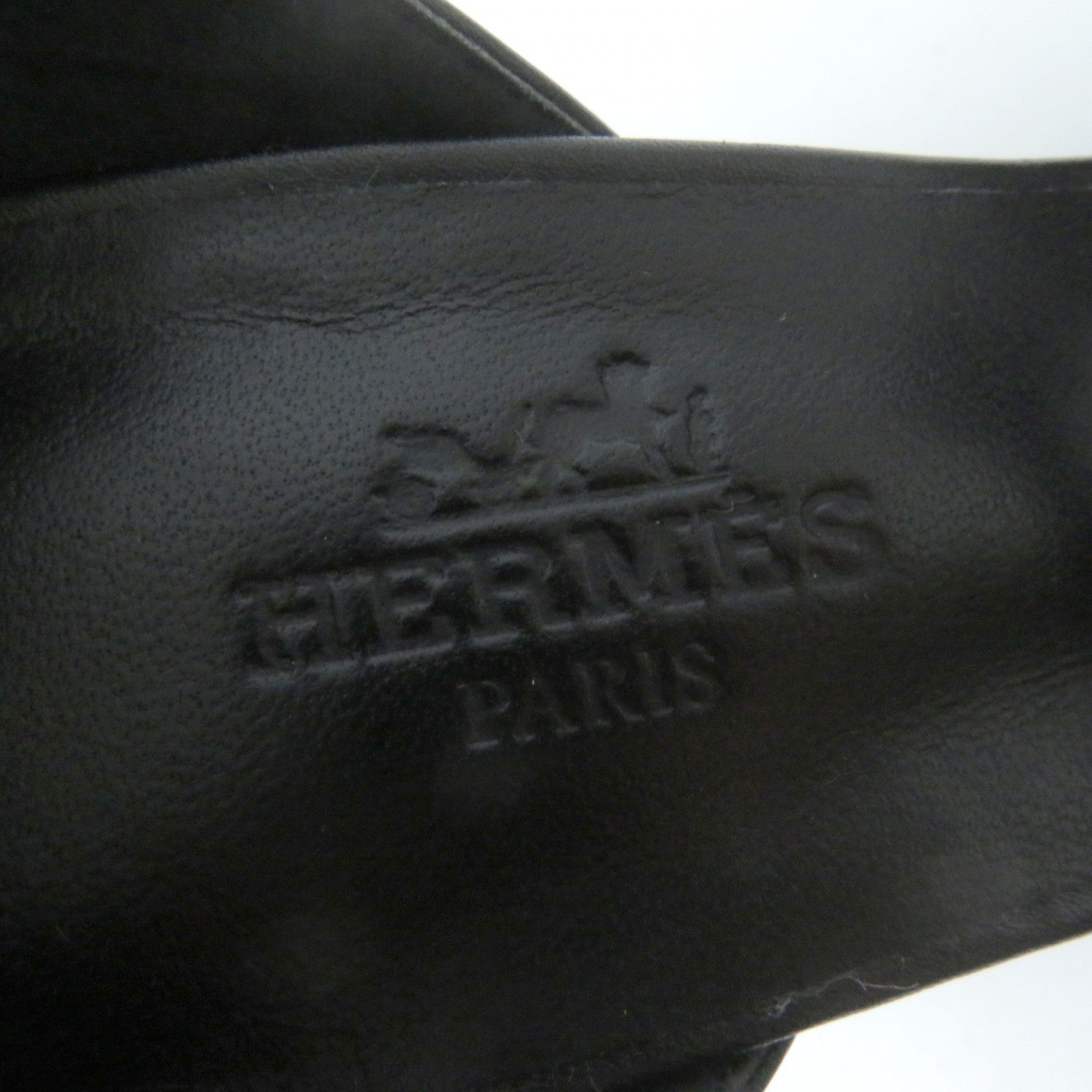 HERMES Leather Ankle Strap Sandals Black 36