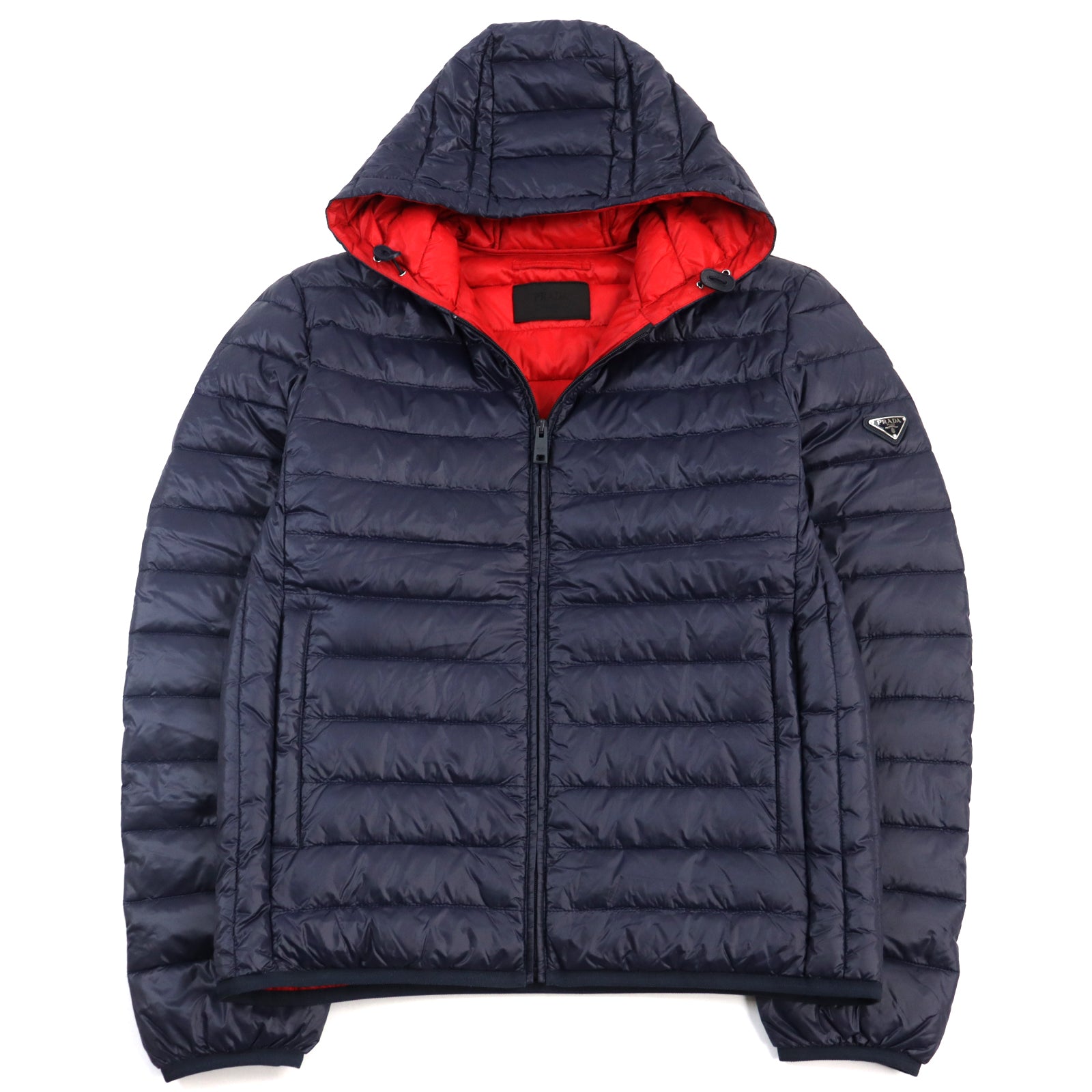 PRADA Nylon Hooded Down Jacket Navy