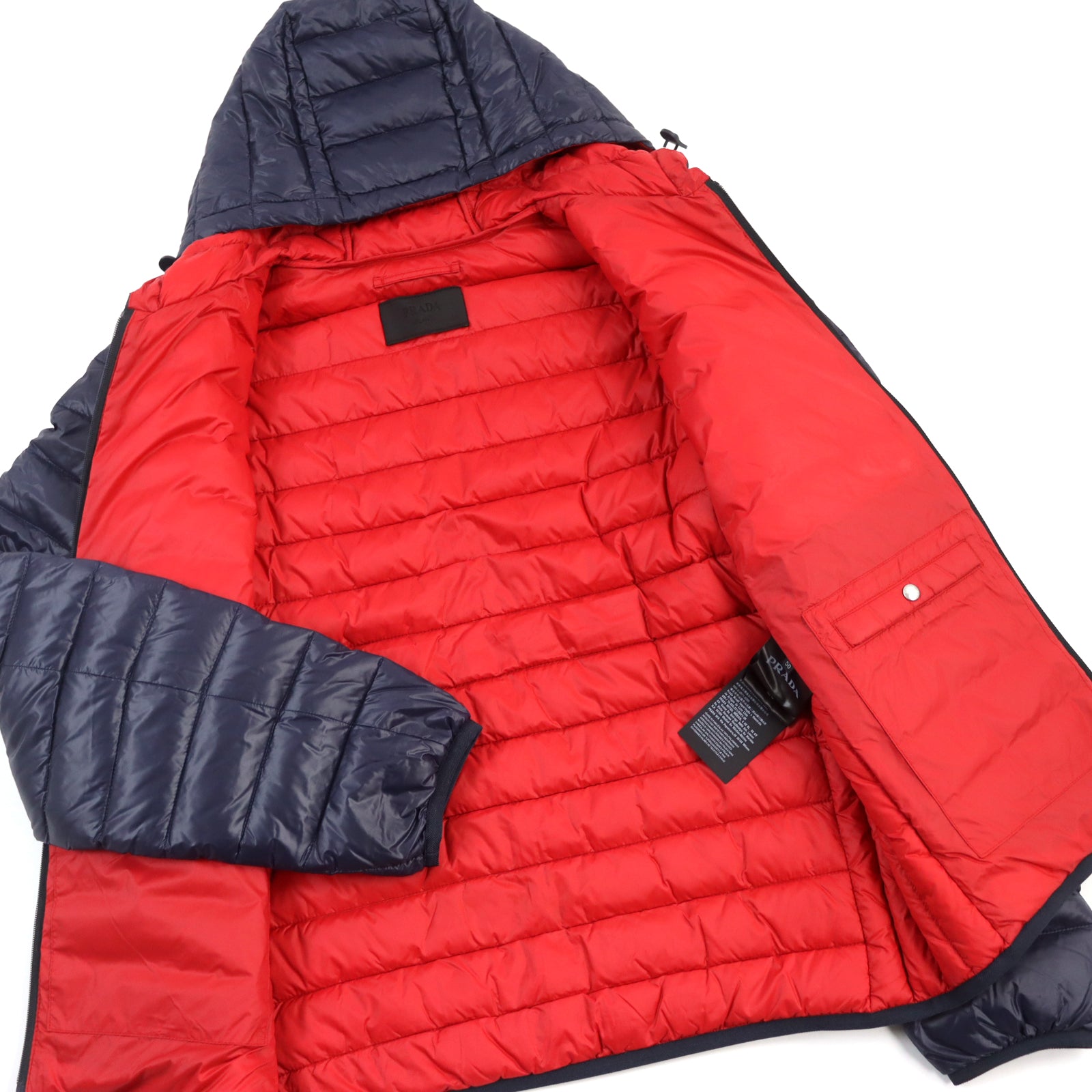 PRADA Nylon Hooded Down Jacket Navy