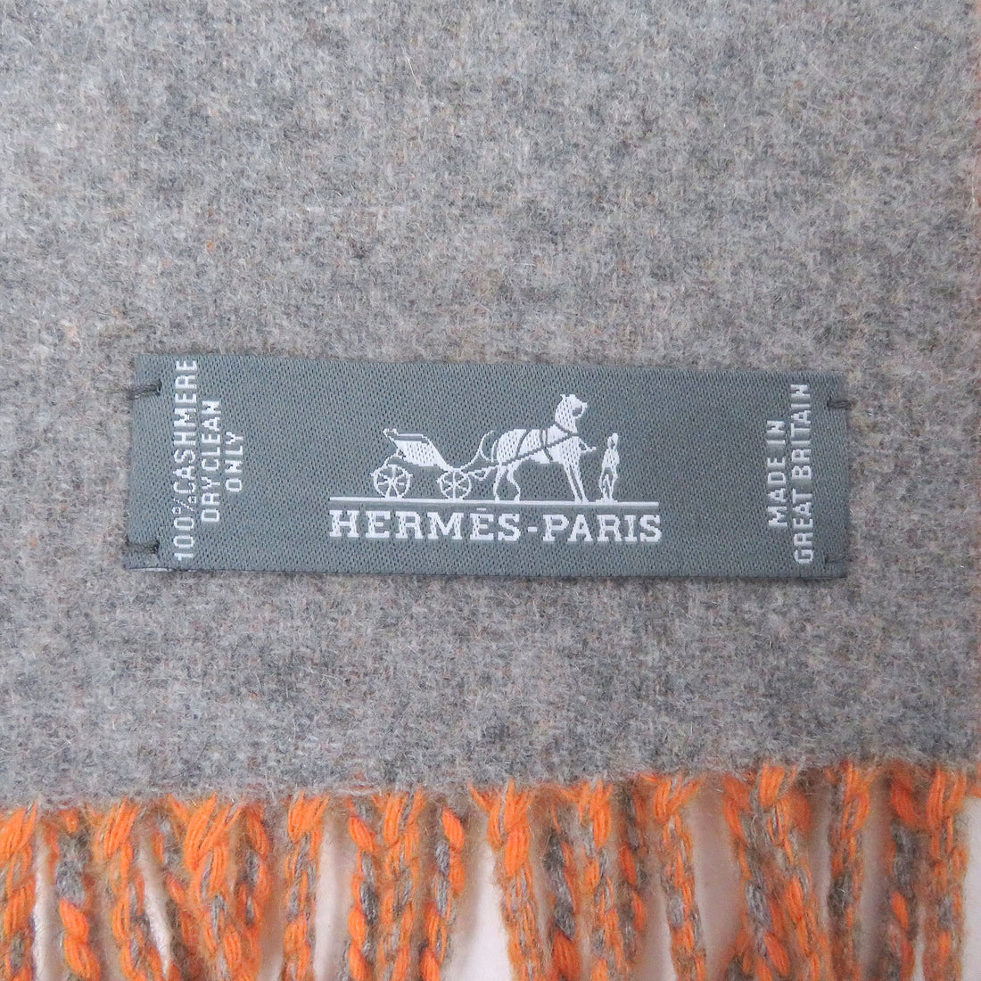 HERMES Cashmere Bicolor Stole Scarf Gray Orange