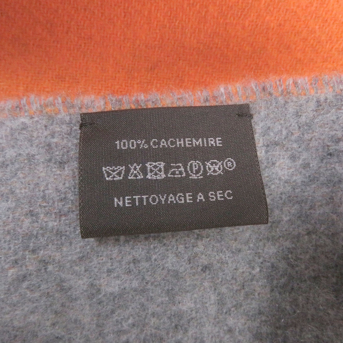 HERMES Cashmere Bicolor Stole Scarf Gray Orange