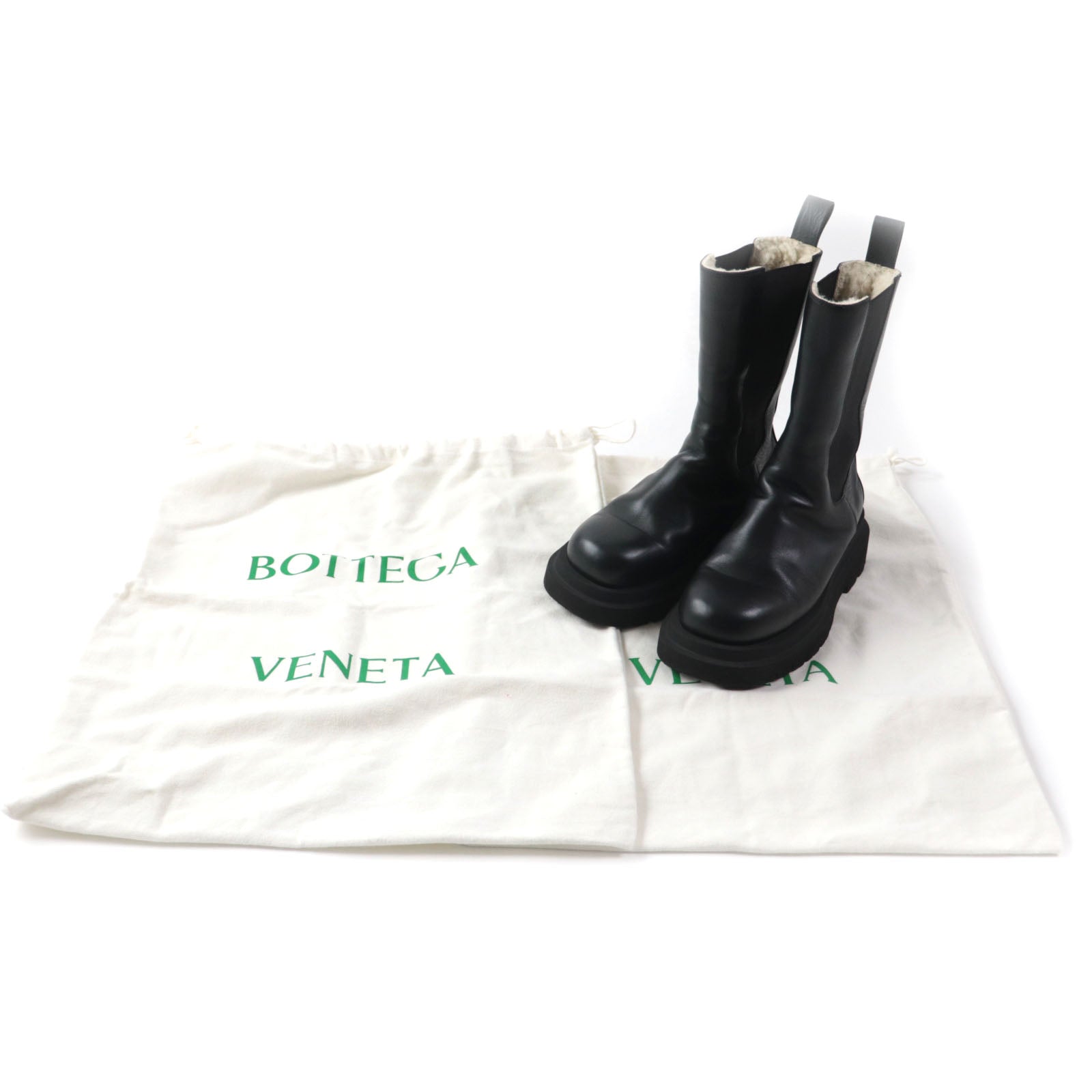 Bottega Veneta Leather Lug Boots Black 39