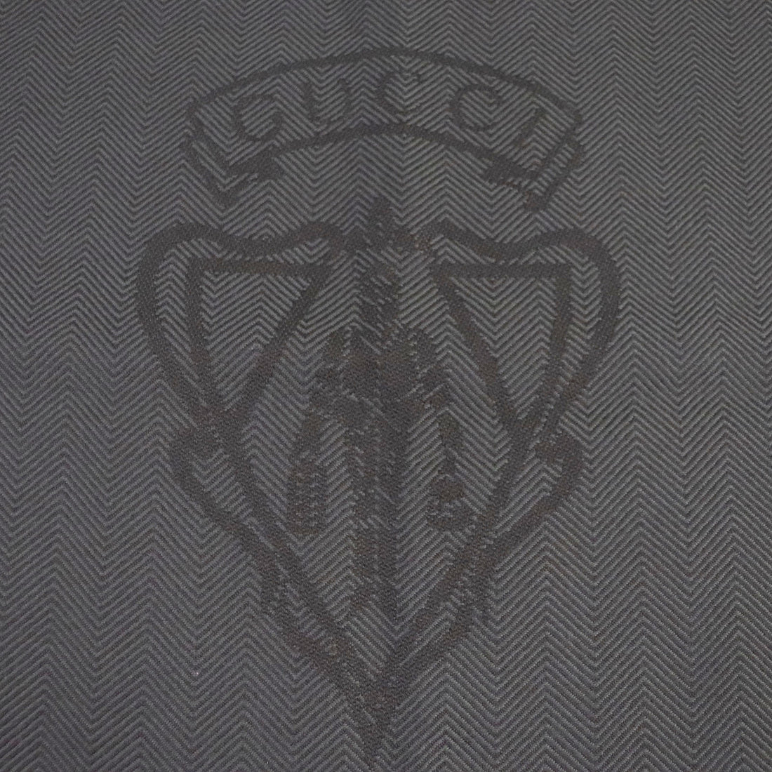 GUCCI Wool Crest Emblem Herringbone Shawl Scarf