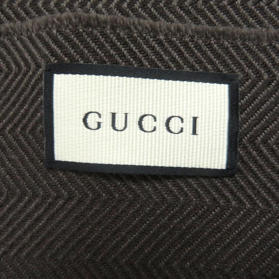 GUCCI Wool Crest Emblem Herringbone Shawl Scarf