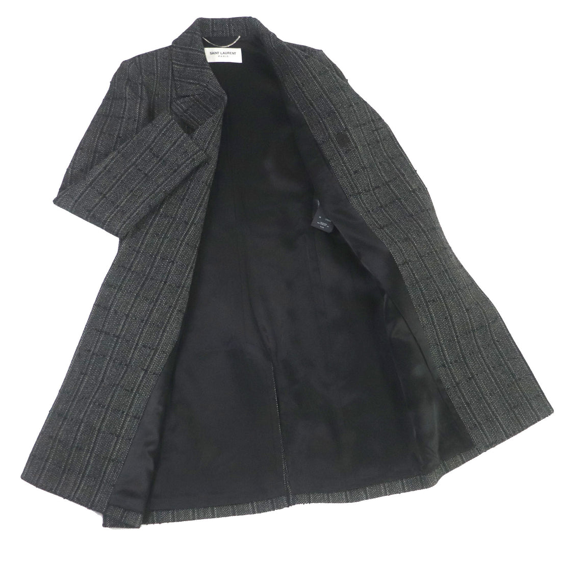 Saint Laurent Wool Nylon Tweed Double Breasted Coat