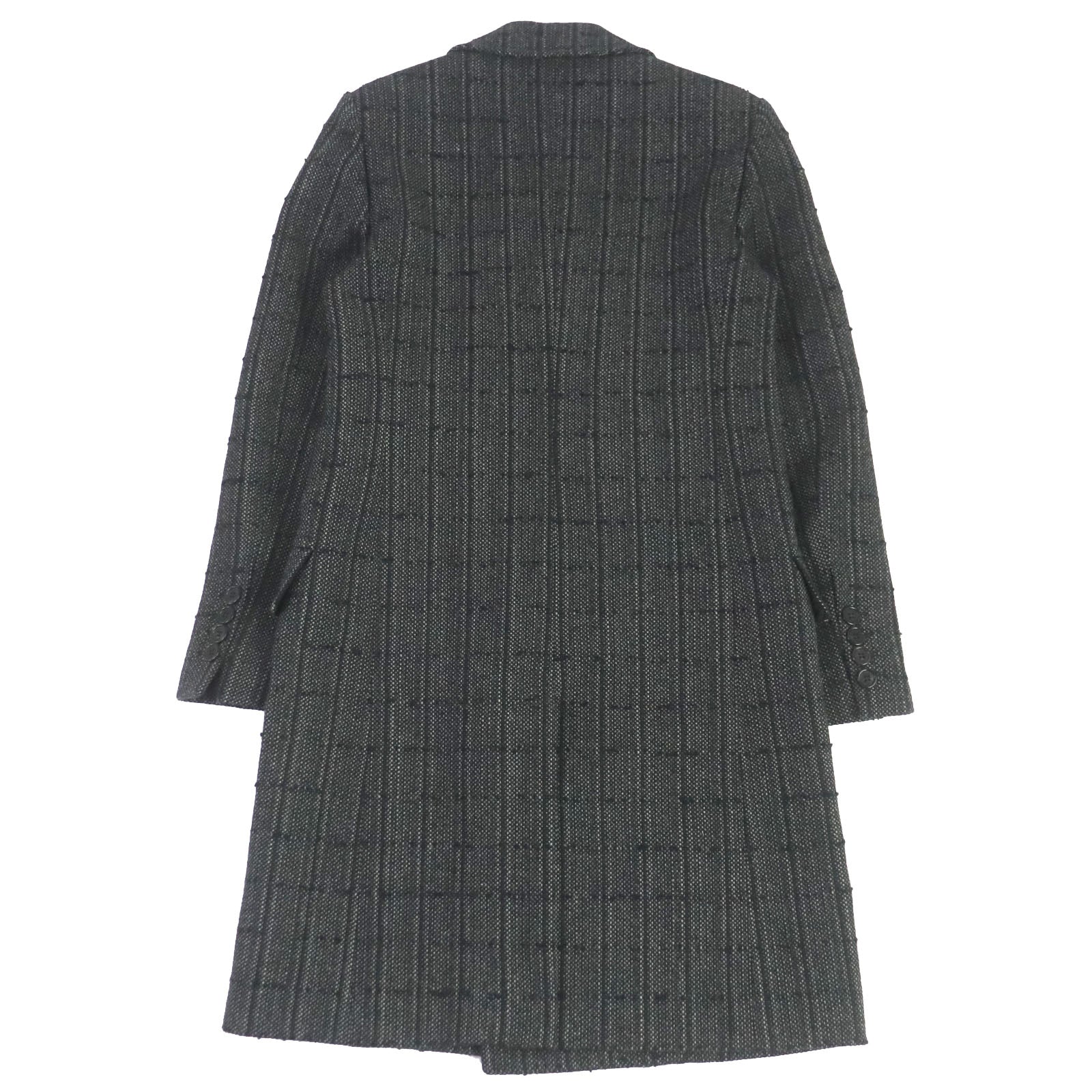 Saint Laurent Wool Nylon Tweed Double Breasted Coat