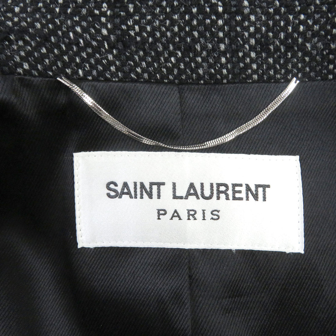 Saint Laurent Wool Nylon Tweed Double Breasted Coat