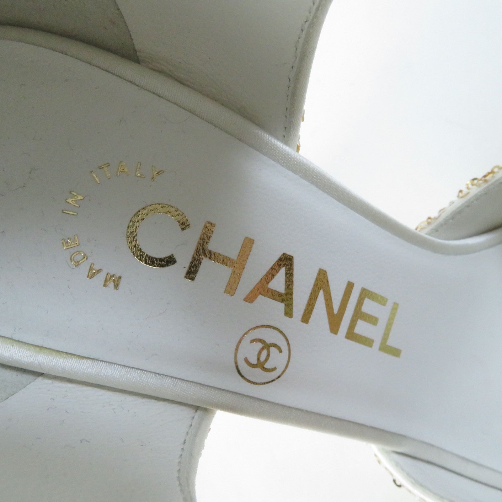 Chanel COCO Mark Sequins Sandals Gold