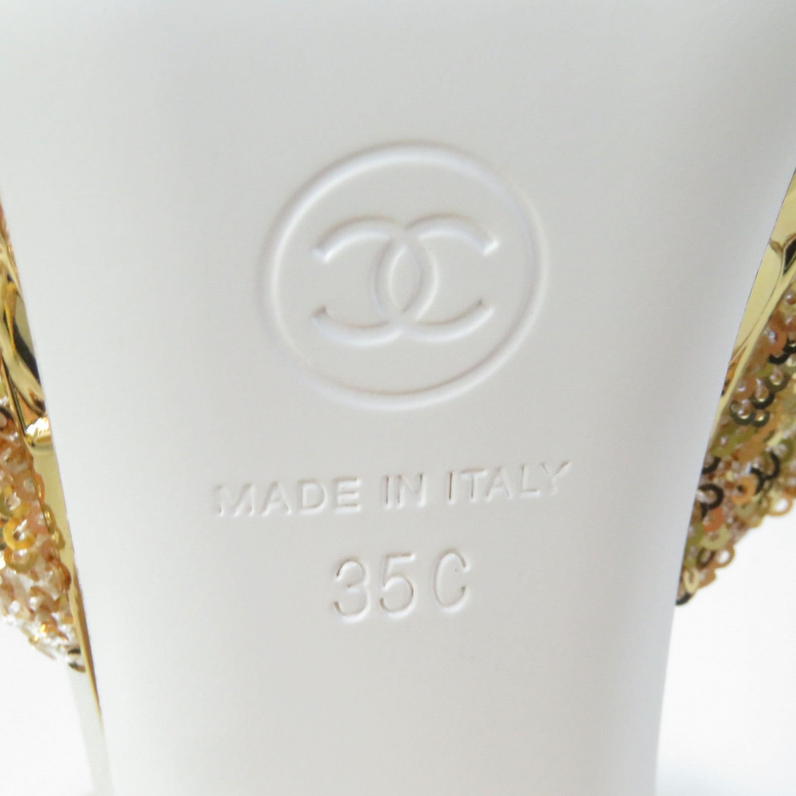 Chanel COCO Mark Sequins Sandals Gold