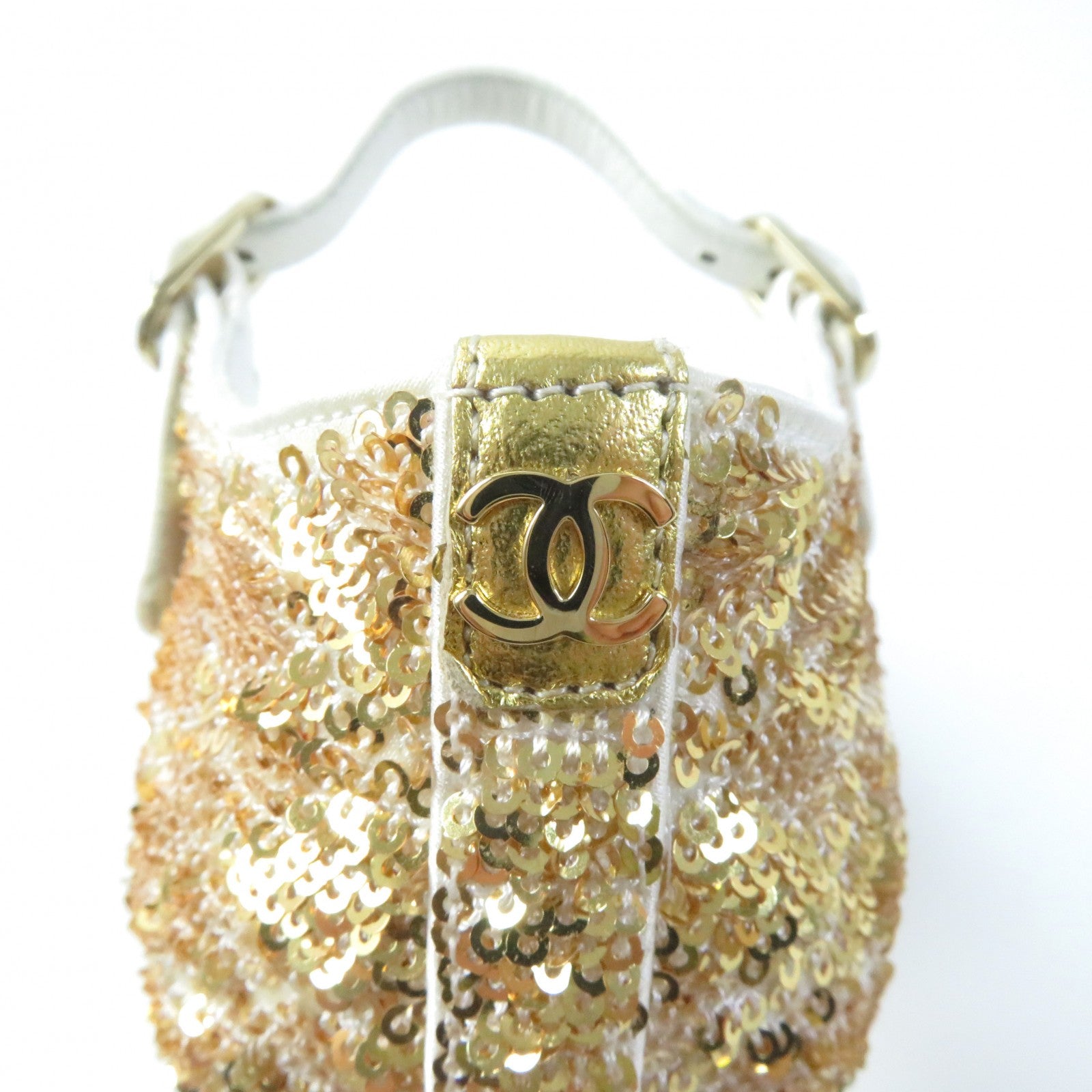 Chanel COCO Mark Sequins Sandals Gold