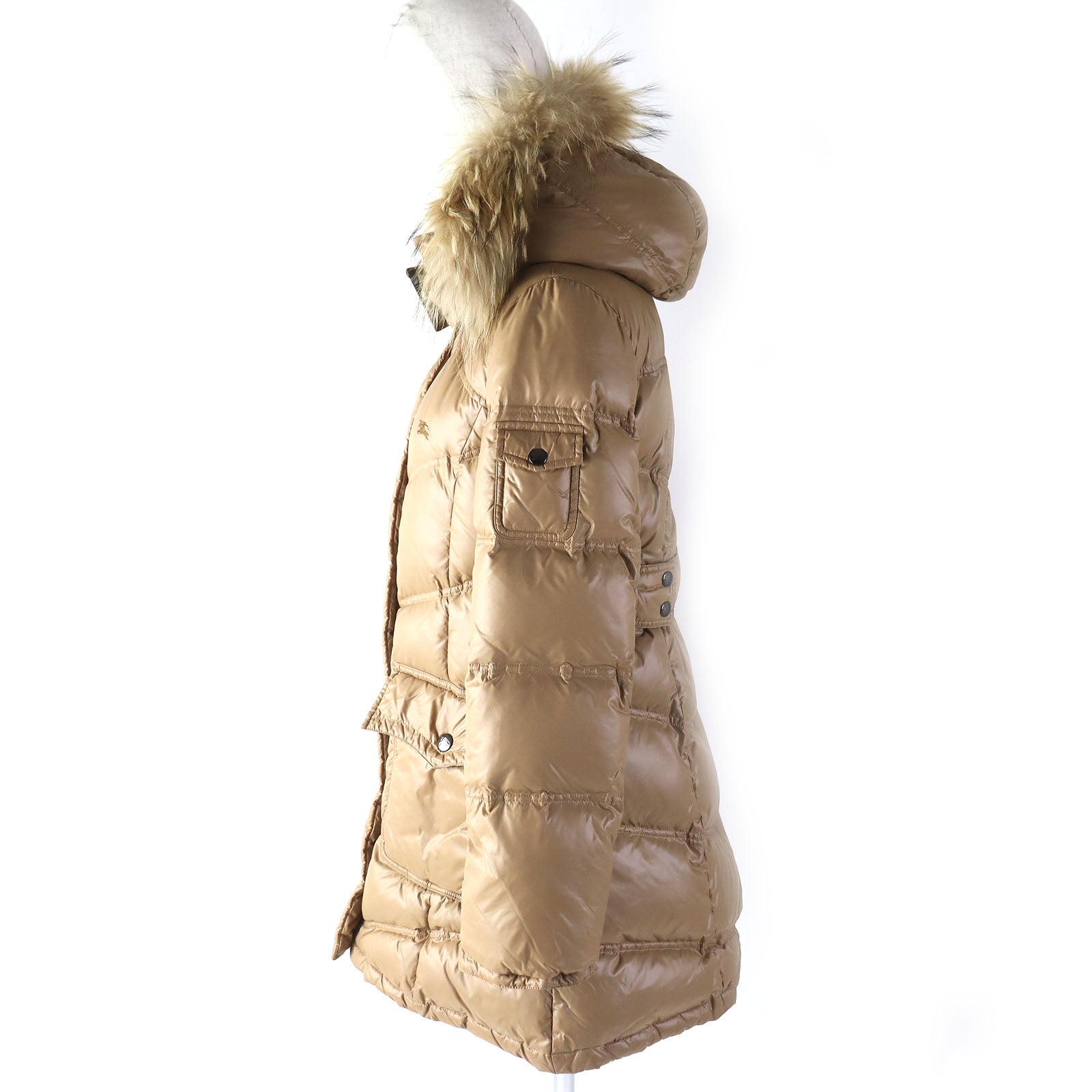 Burberry Nylon Down Coat with Fur Hood