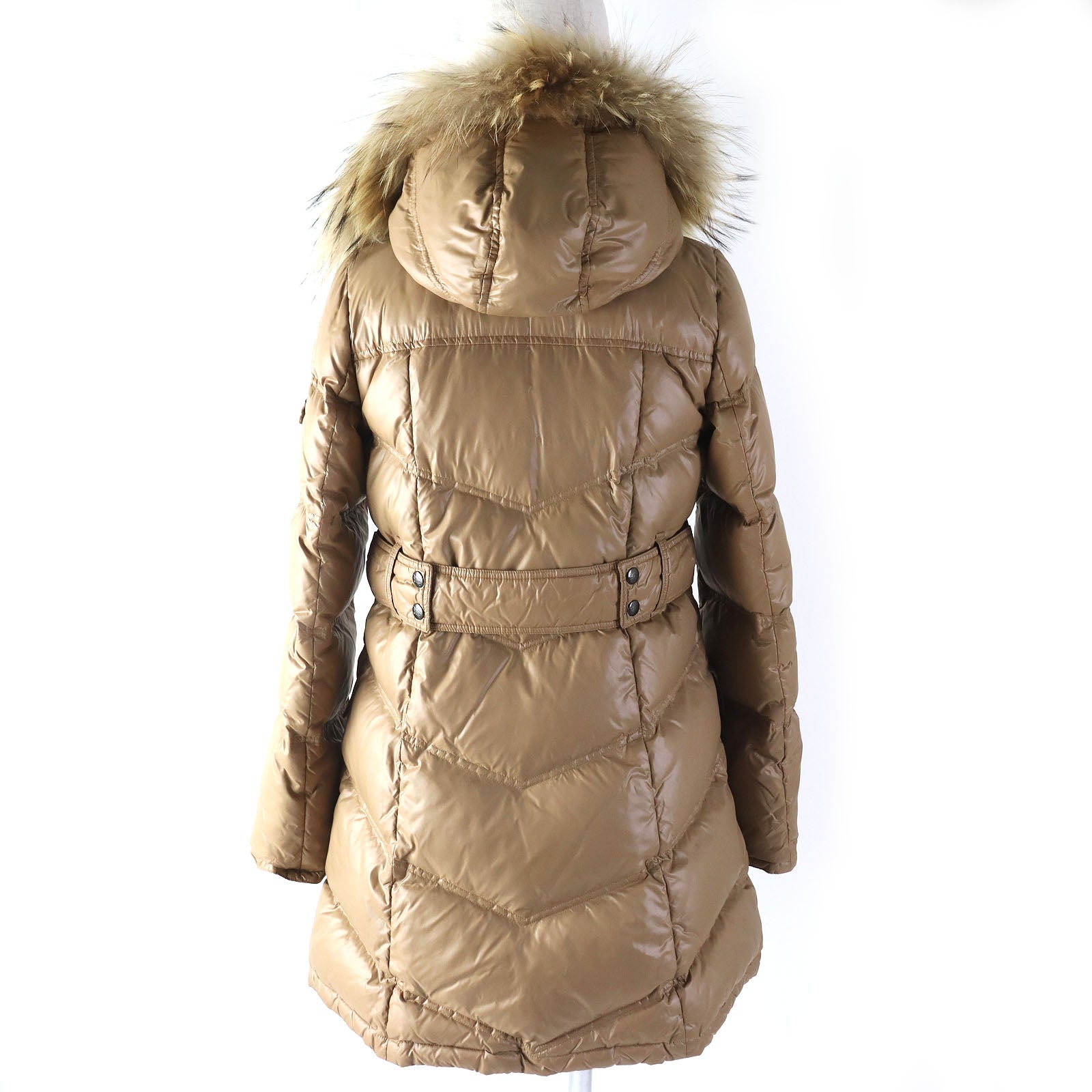 Burberry Nylon Down Coat with Fur Hood