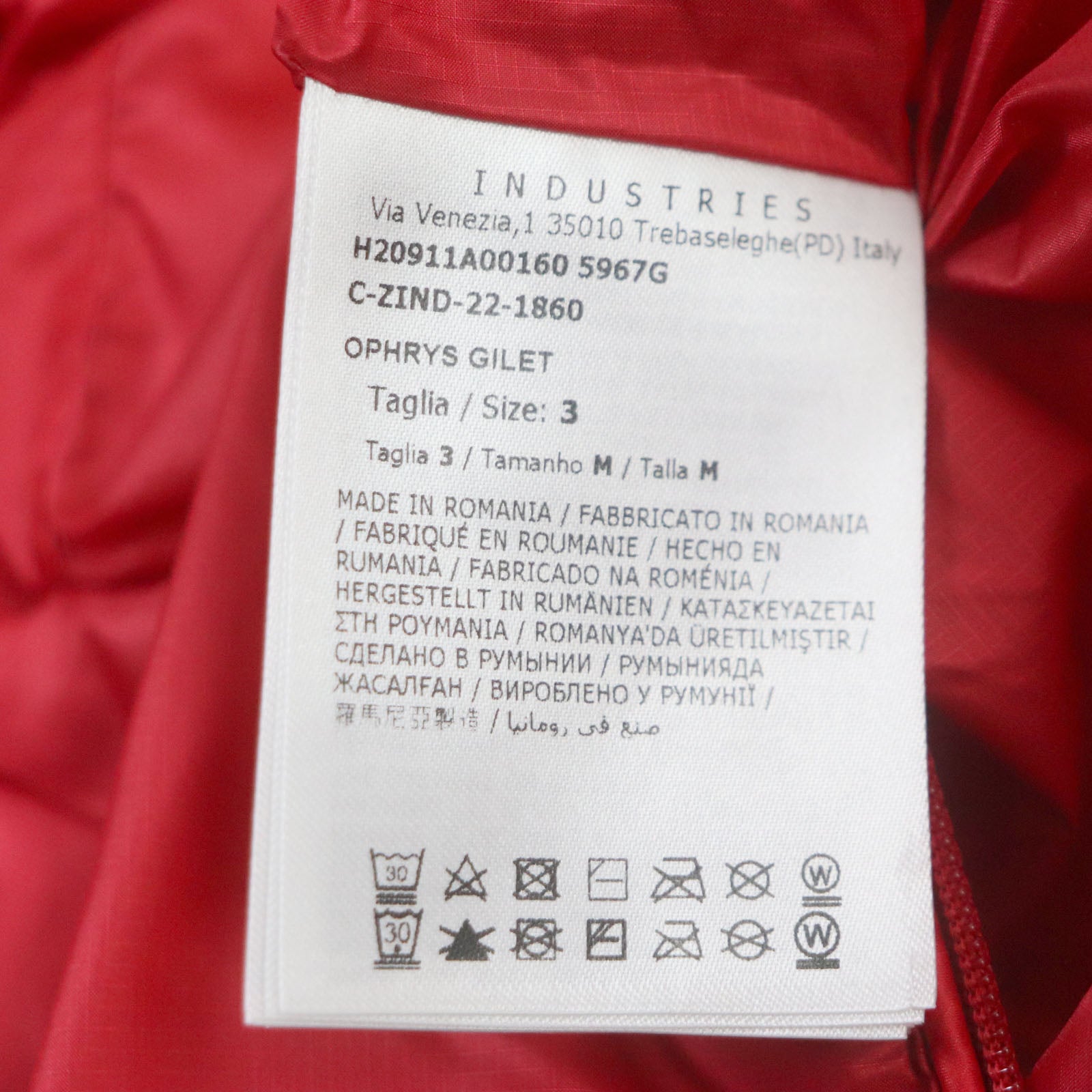 MONCLER OPHRYS Nylon Hooded Down Vest Red Black