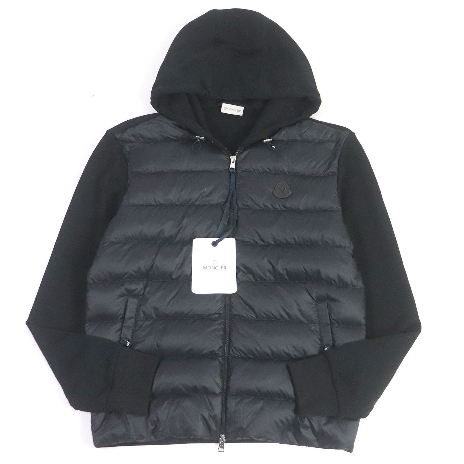 Moncler FELPA APERTA CON CAP Down Zip Hoodie Black L