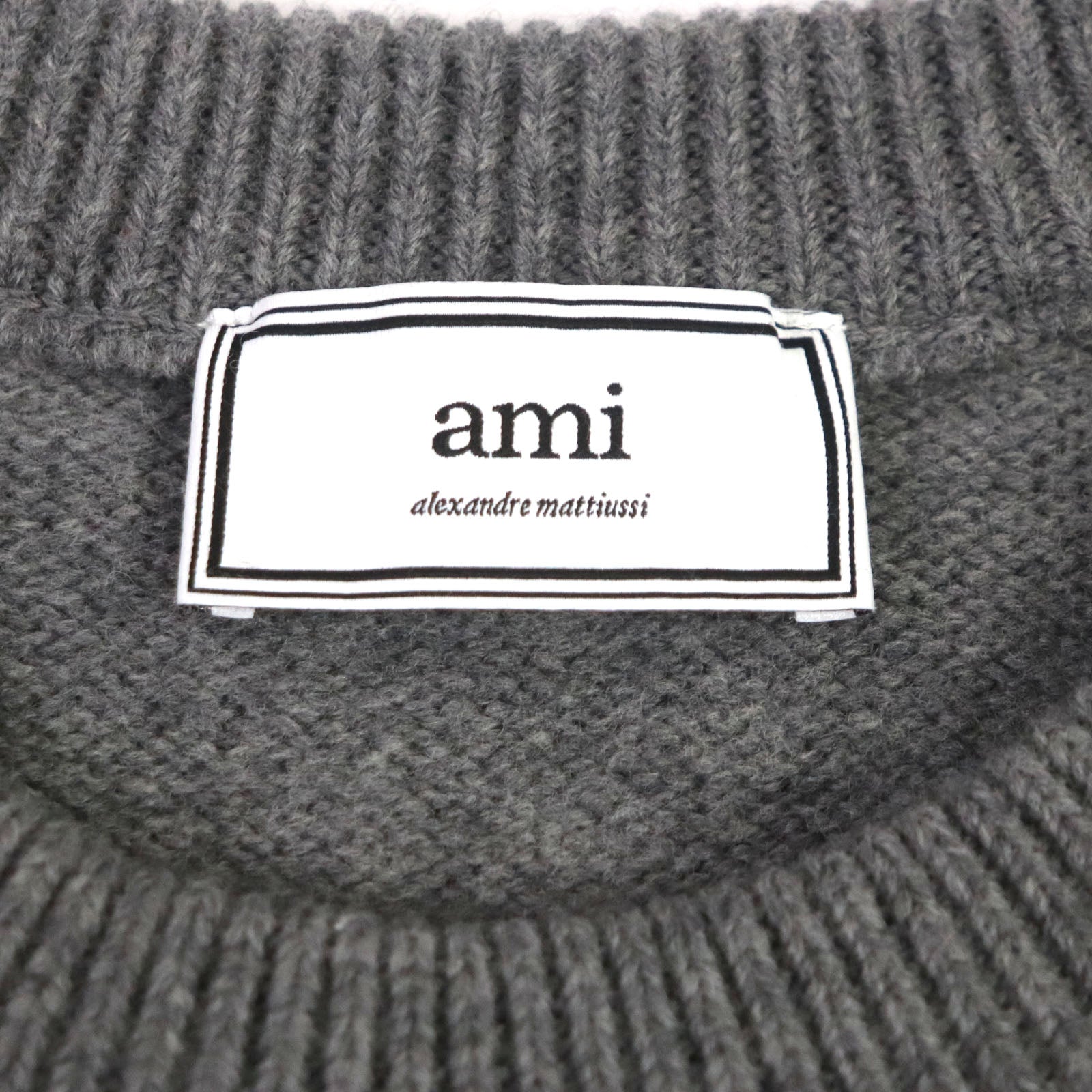 AMI PARIS Heart Intarsia Wool Pullover Gray M