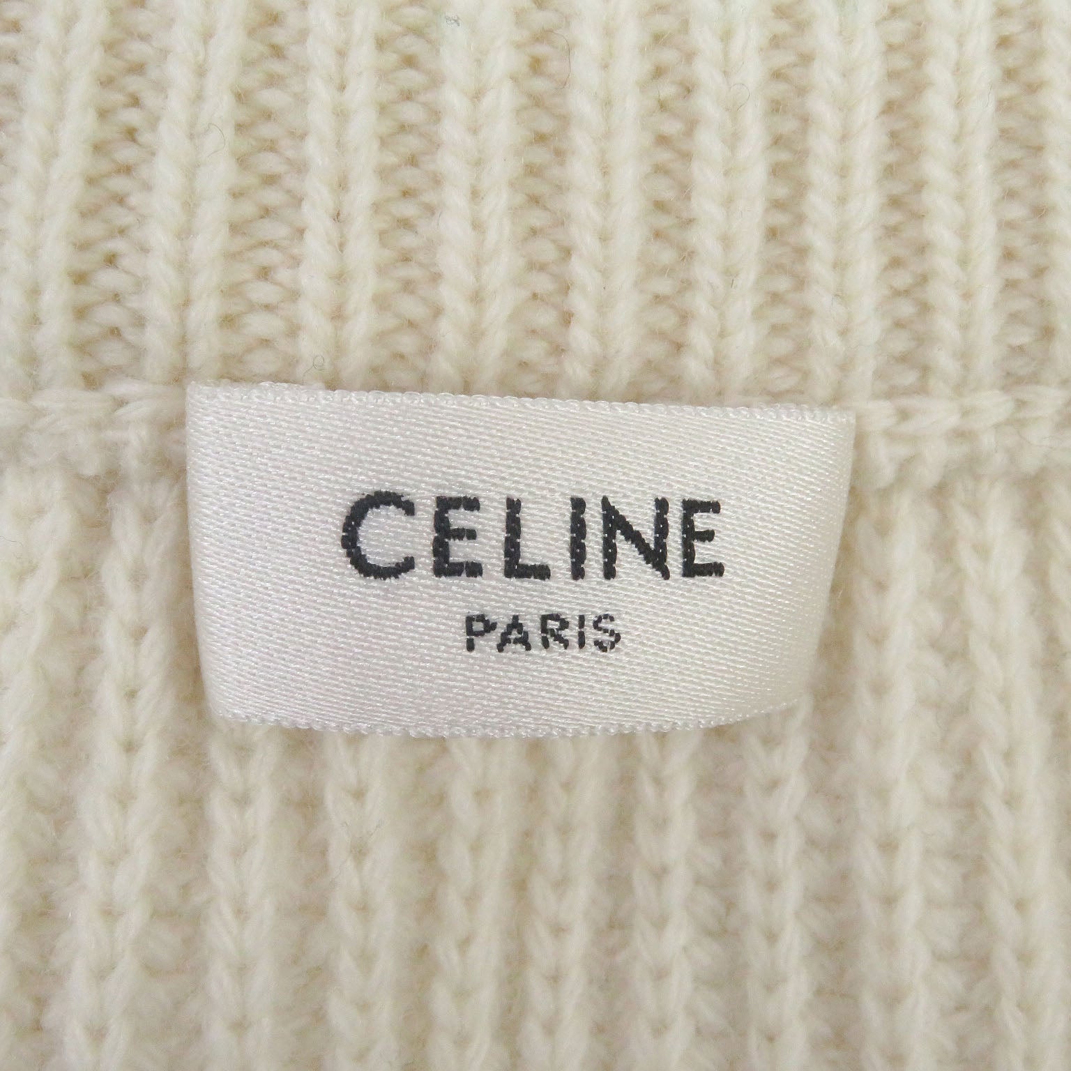 Celine Wool Sequined Logo Sweater Ivory XXL