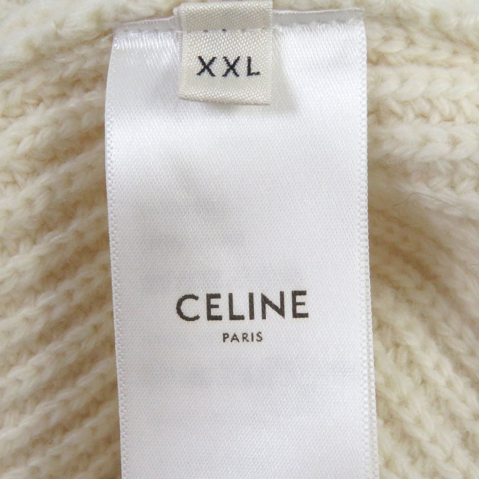 Celine Wool Sequined Logo Sweater Ivory XXL