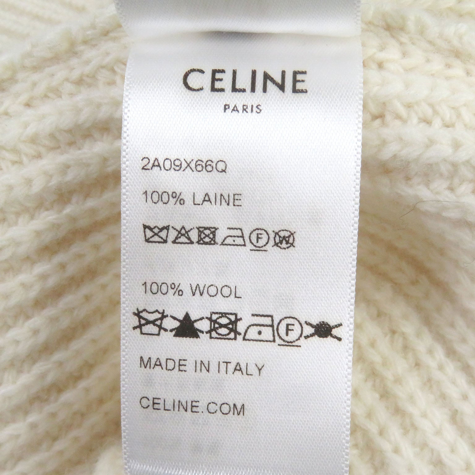 Celine Wool Sequined Logo Sweater Ivory XXL