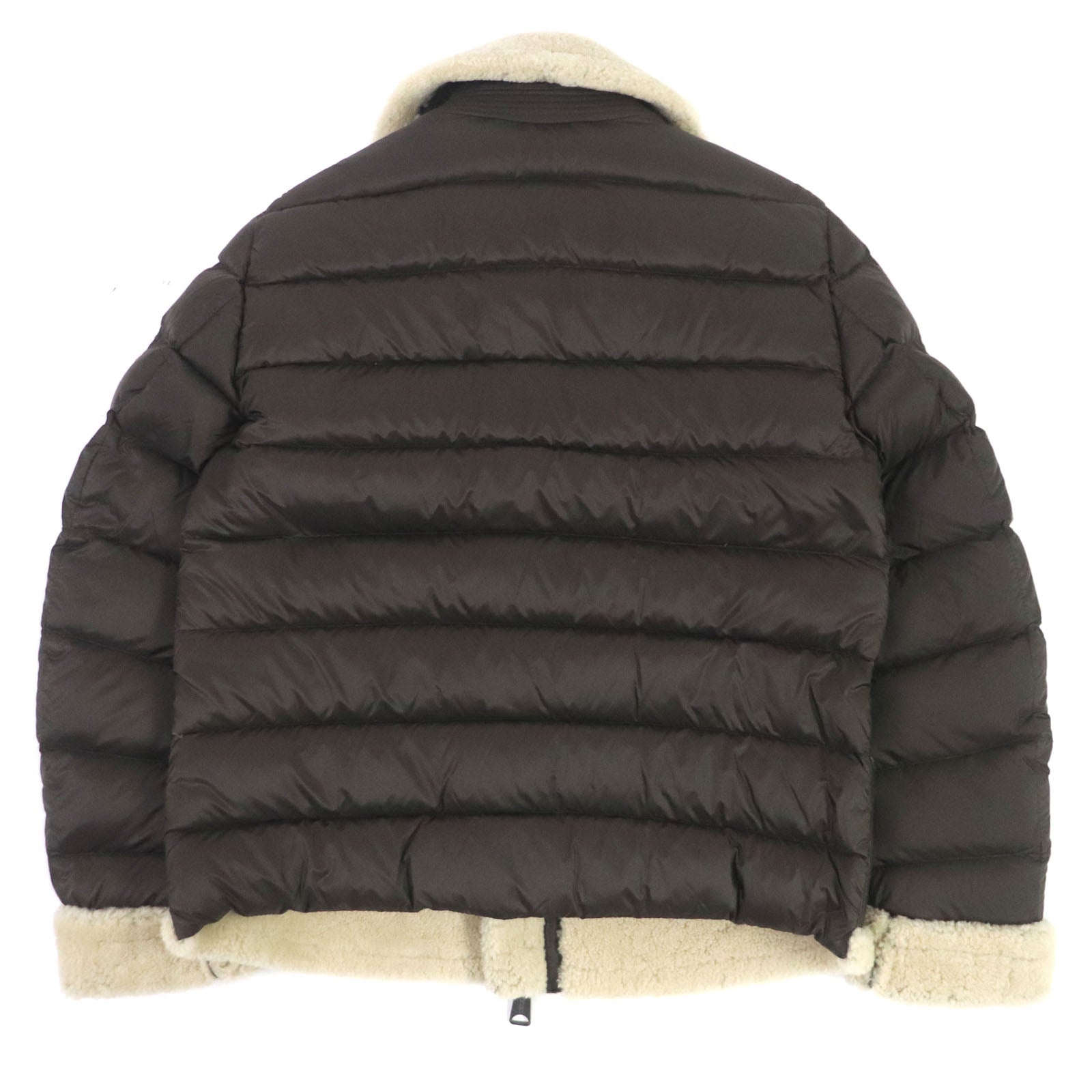 Moncler TEMPLON Leather Mouton Jacket Brown