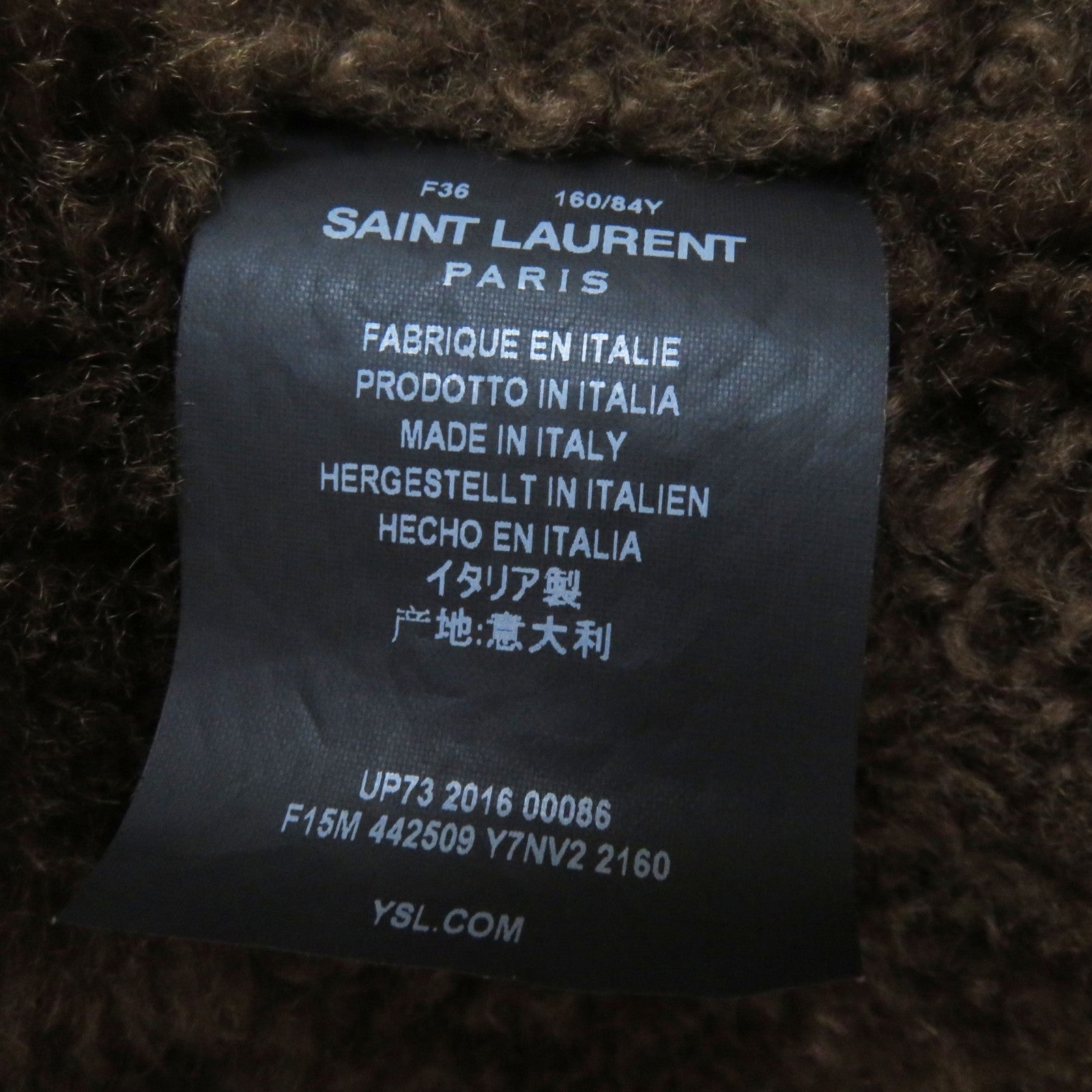 Saint Laurent Mouton Coat Brown 36 Women