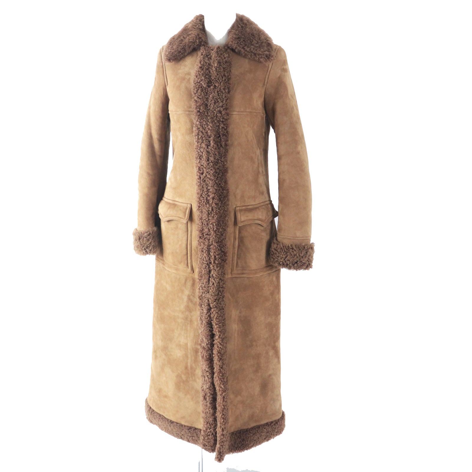 Saint Laurent Mouton Coat Brown 36 Women