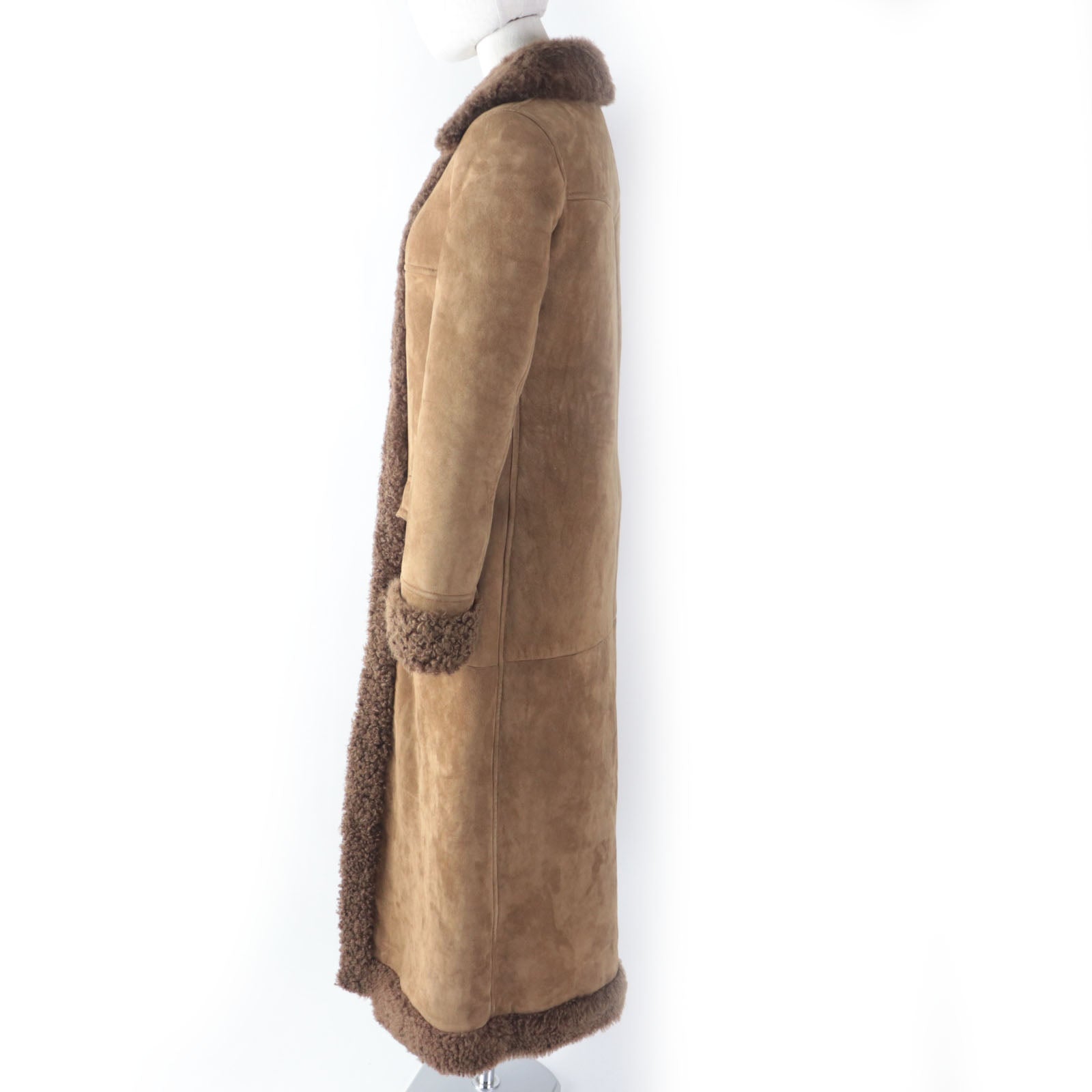 Saint Laurent Mouton Coat Brown 36 Women