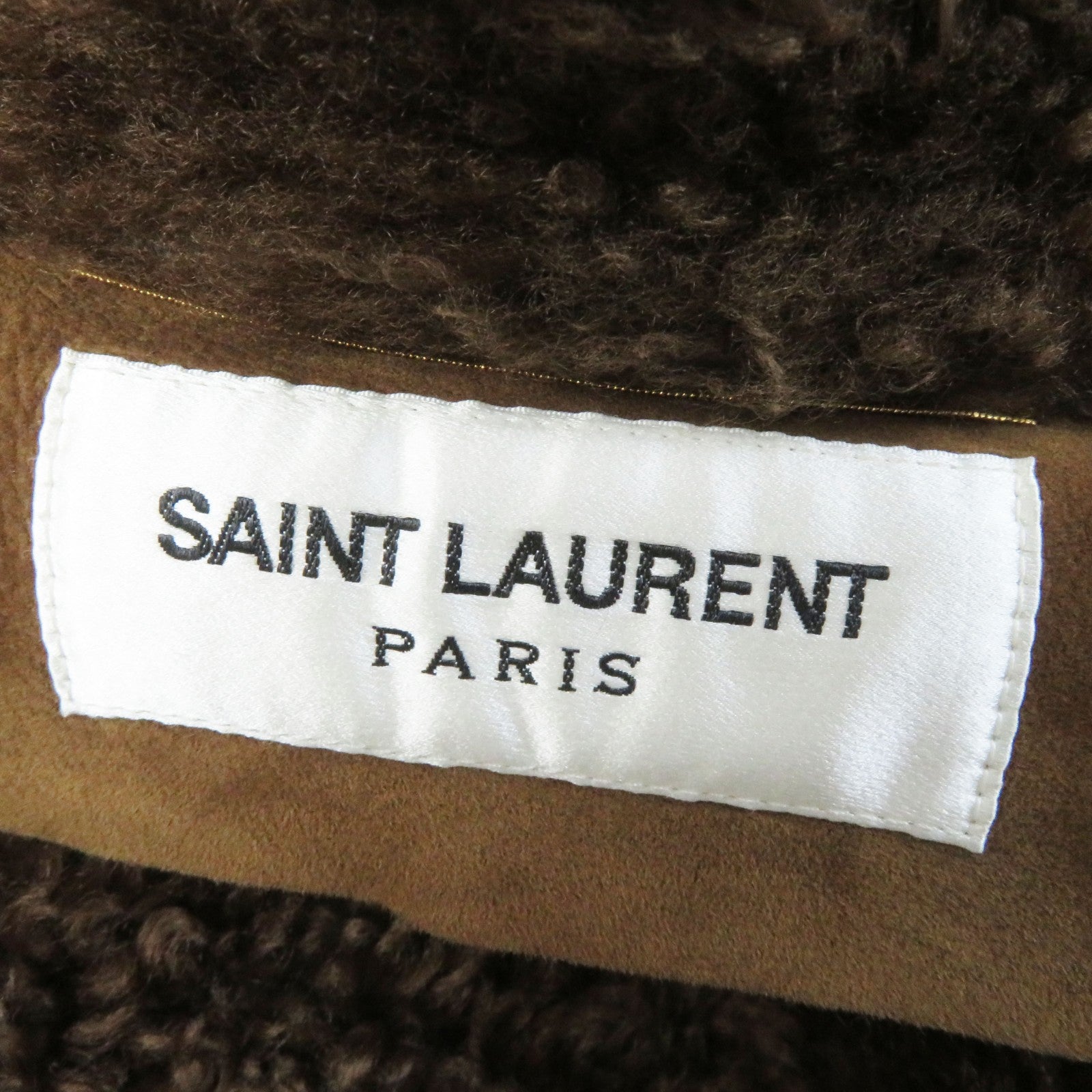 Saint Laurent Mouton Coat Brown 36 Women