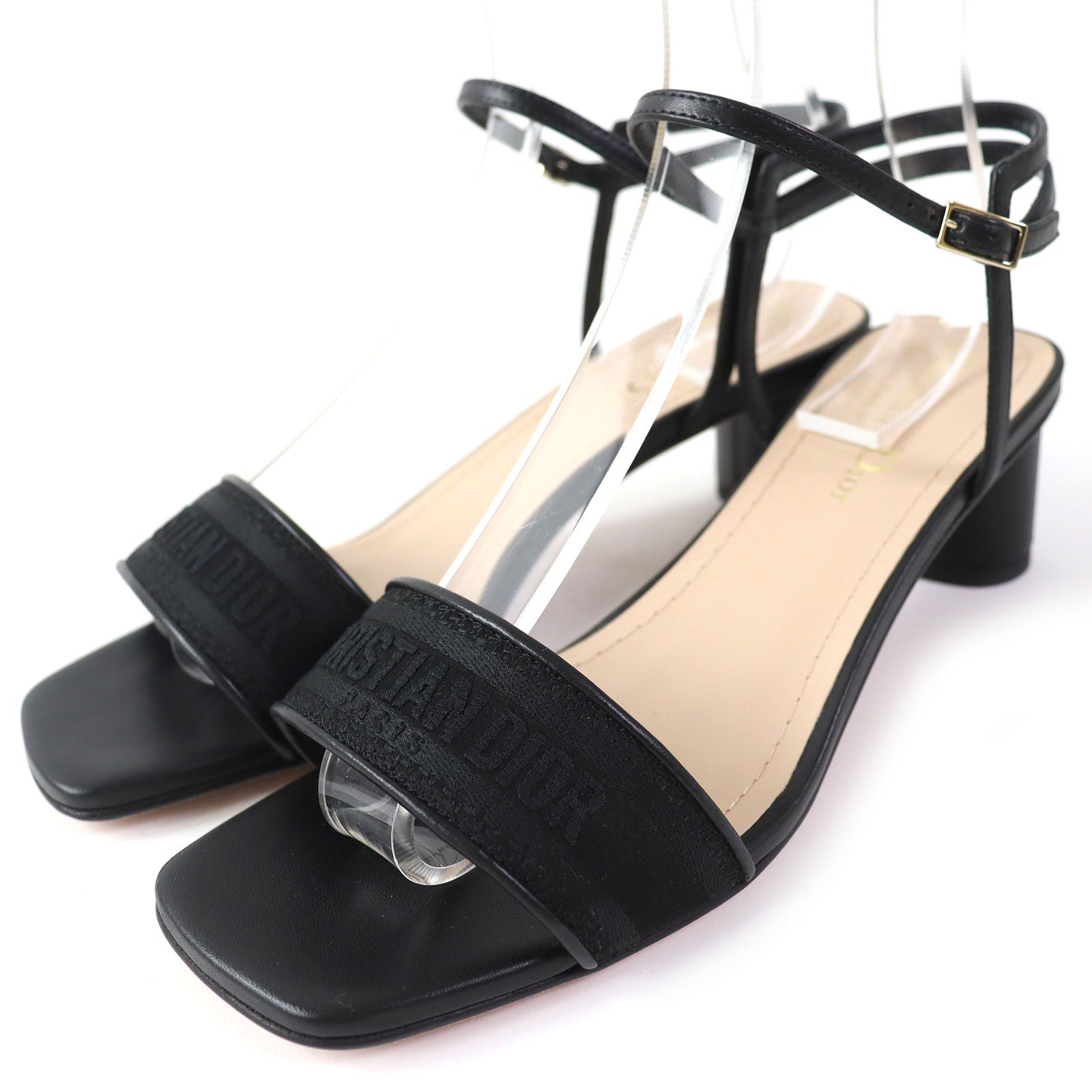 Dior Dway Satin Lambskin Logo Embroidery Sandals