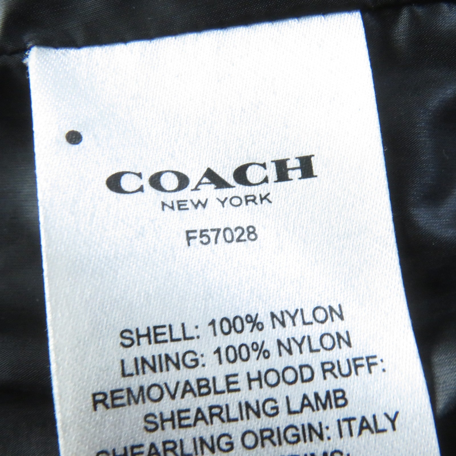 Coach Nylon Down Coat with Lamb Fur Hood XS