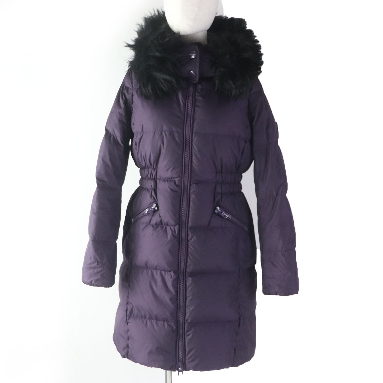 Coach Nylon Down Coat with Lamb Fur Hood XS