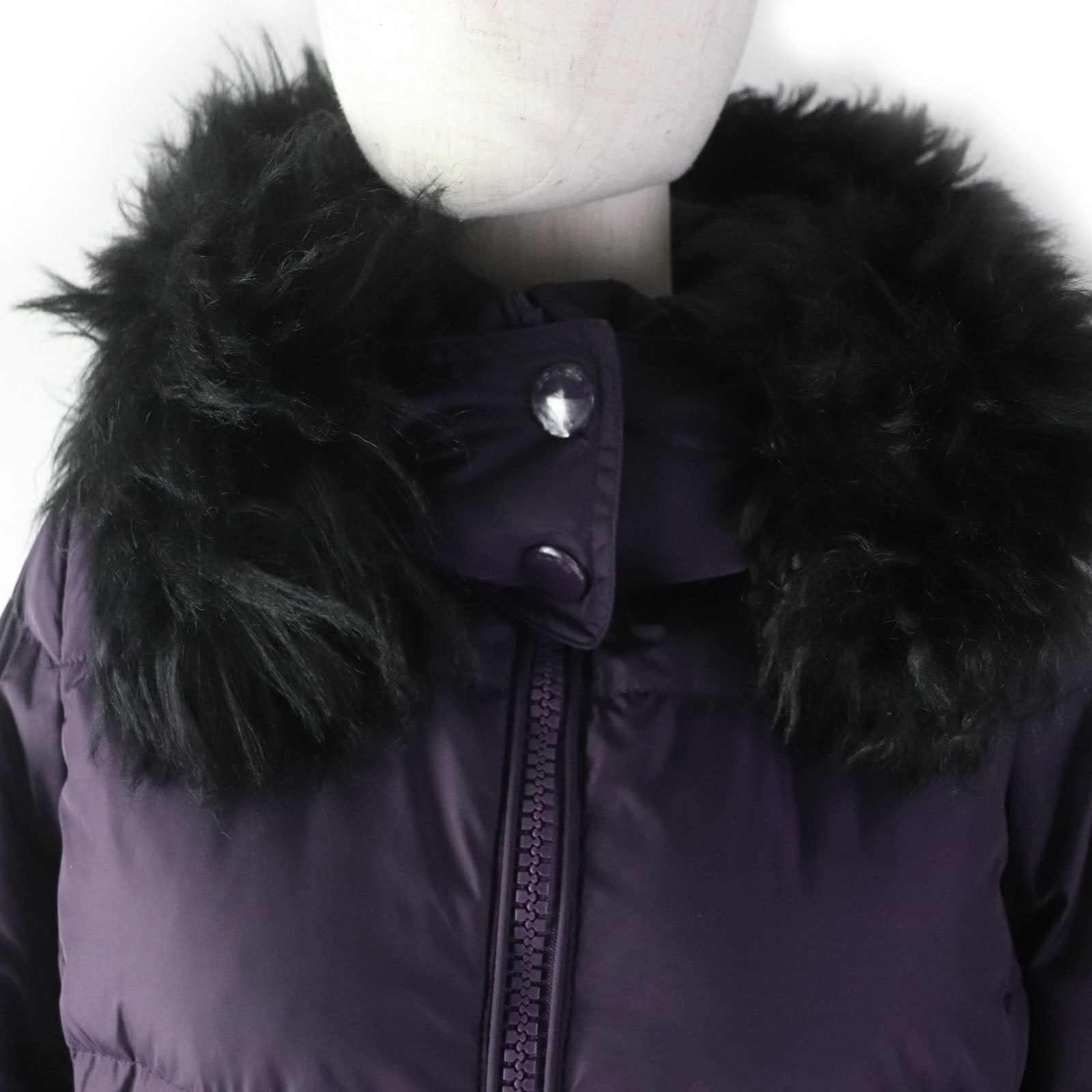 Coach Nylon Down Coat with Lamb Fur Hood XS