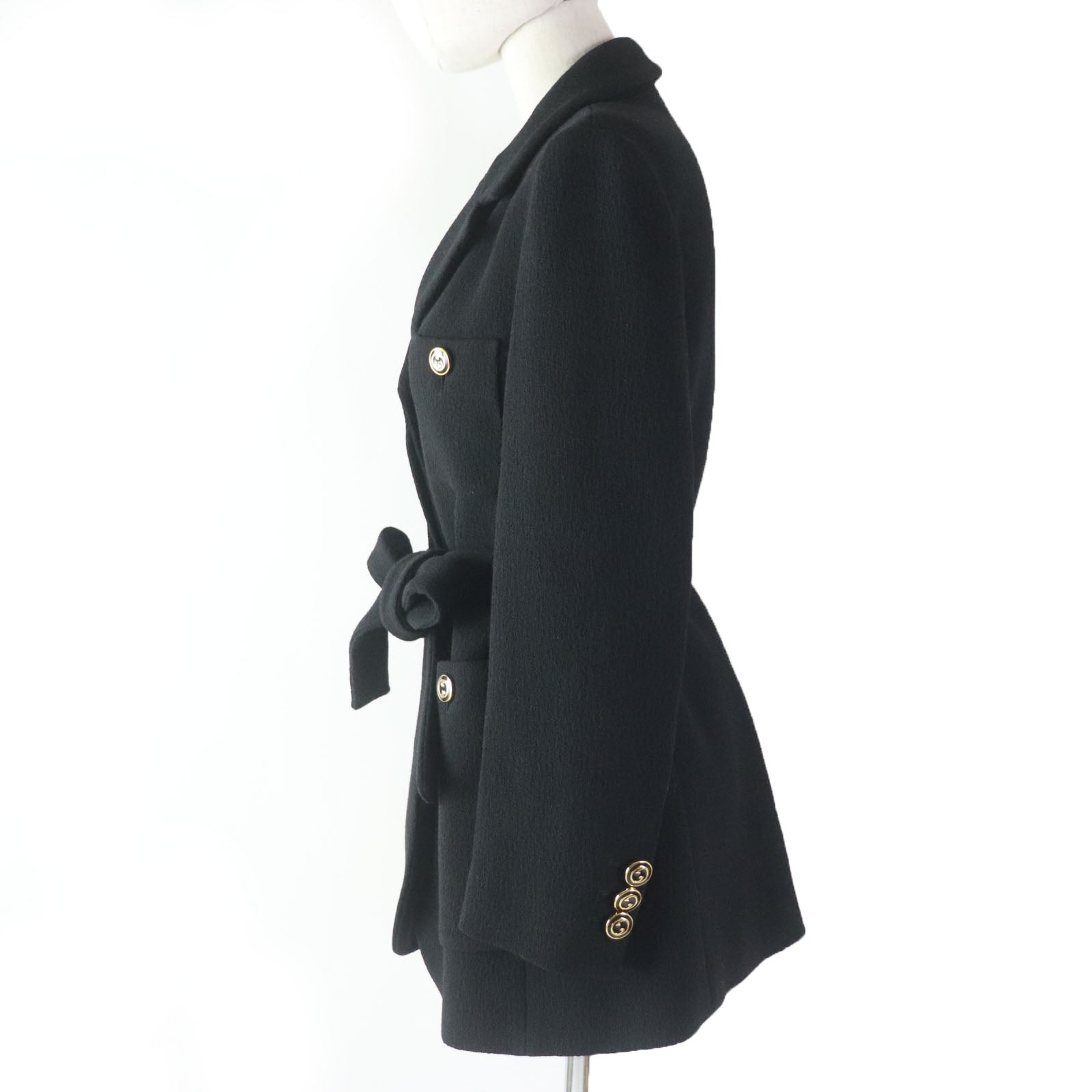 GUCCI Wool GG Button Jacket Coat Black 42