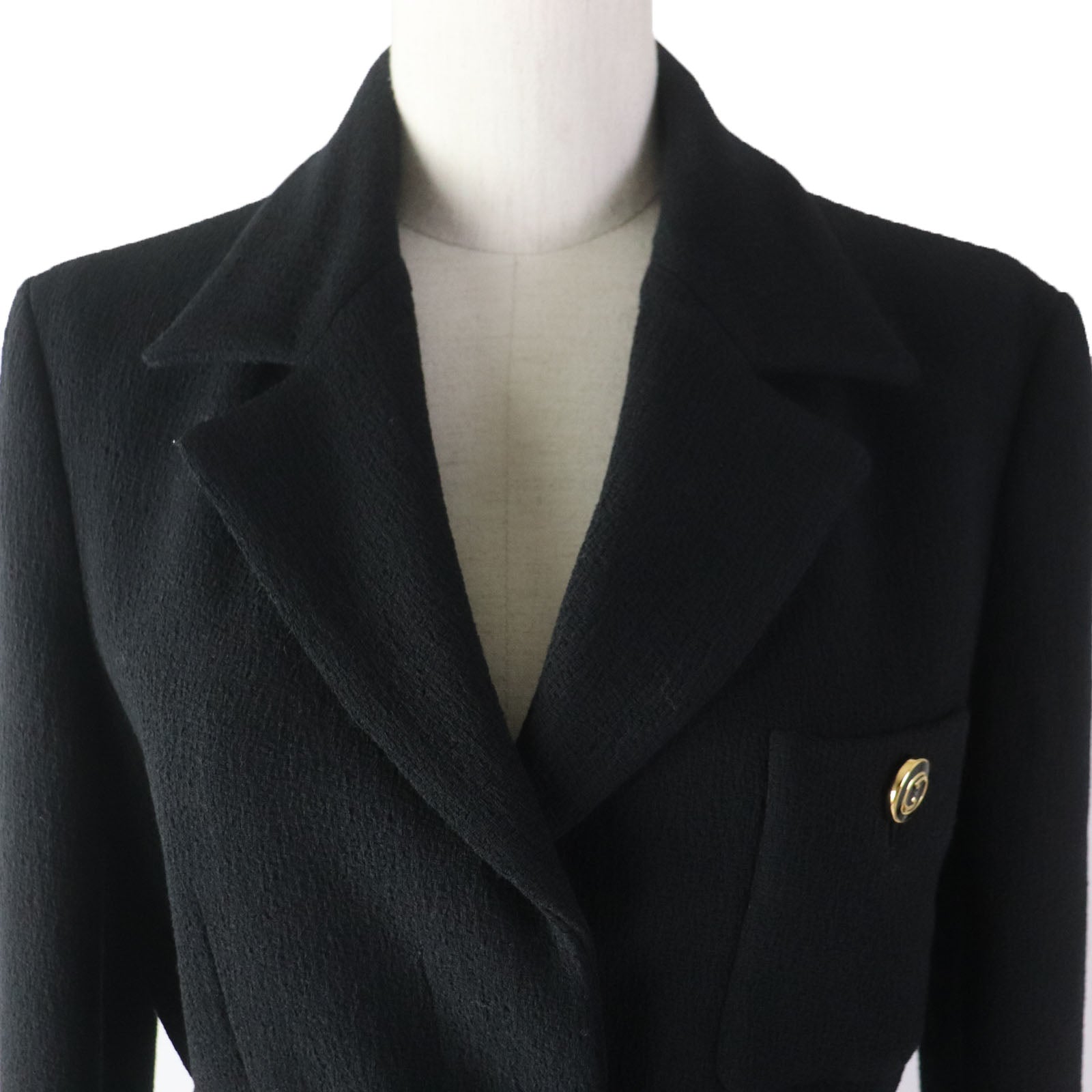 GUCCI Wool GG Button Jacket Coat Black 42