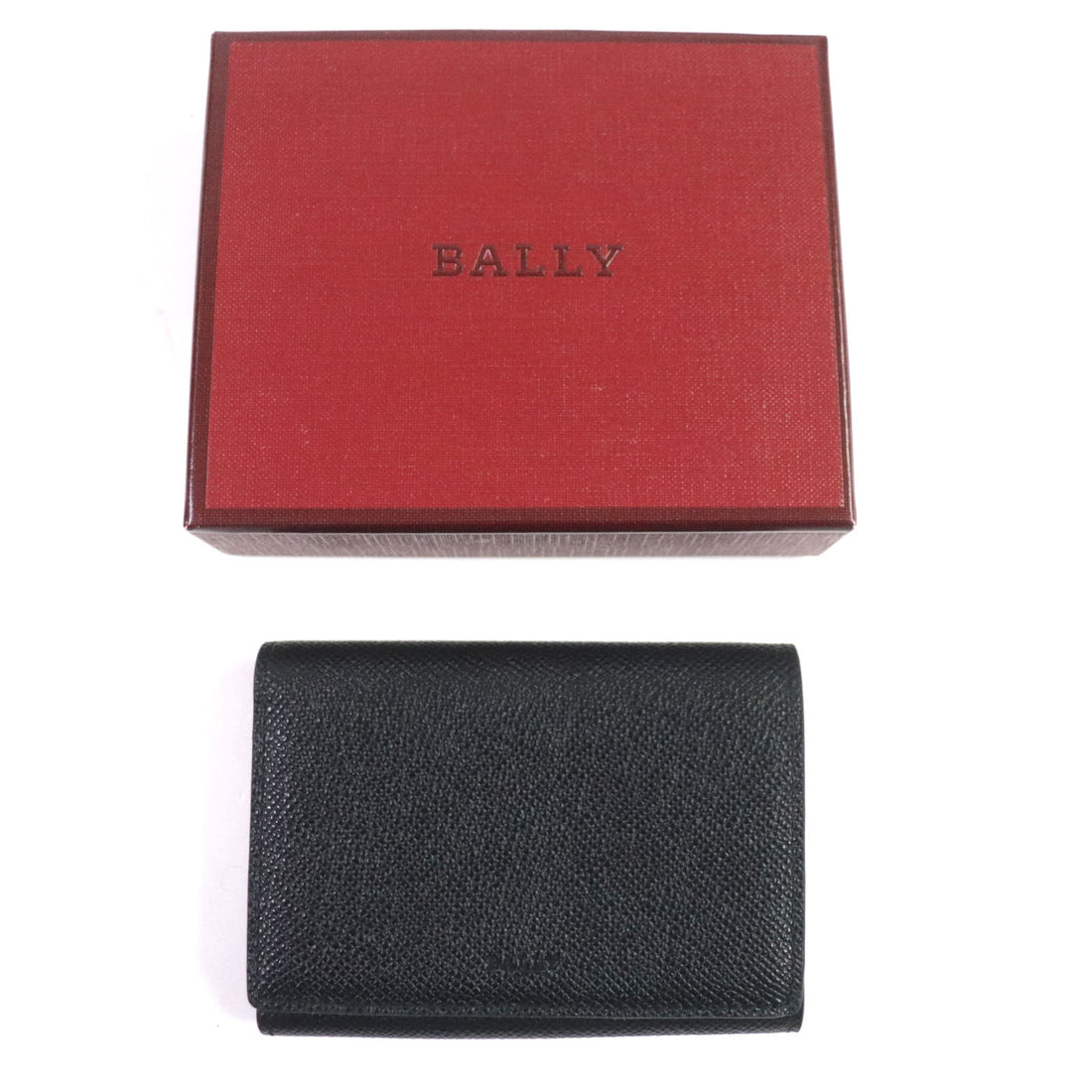 Bally BERTON Leather Compact Wallet Black