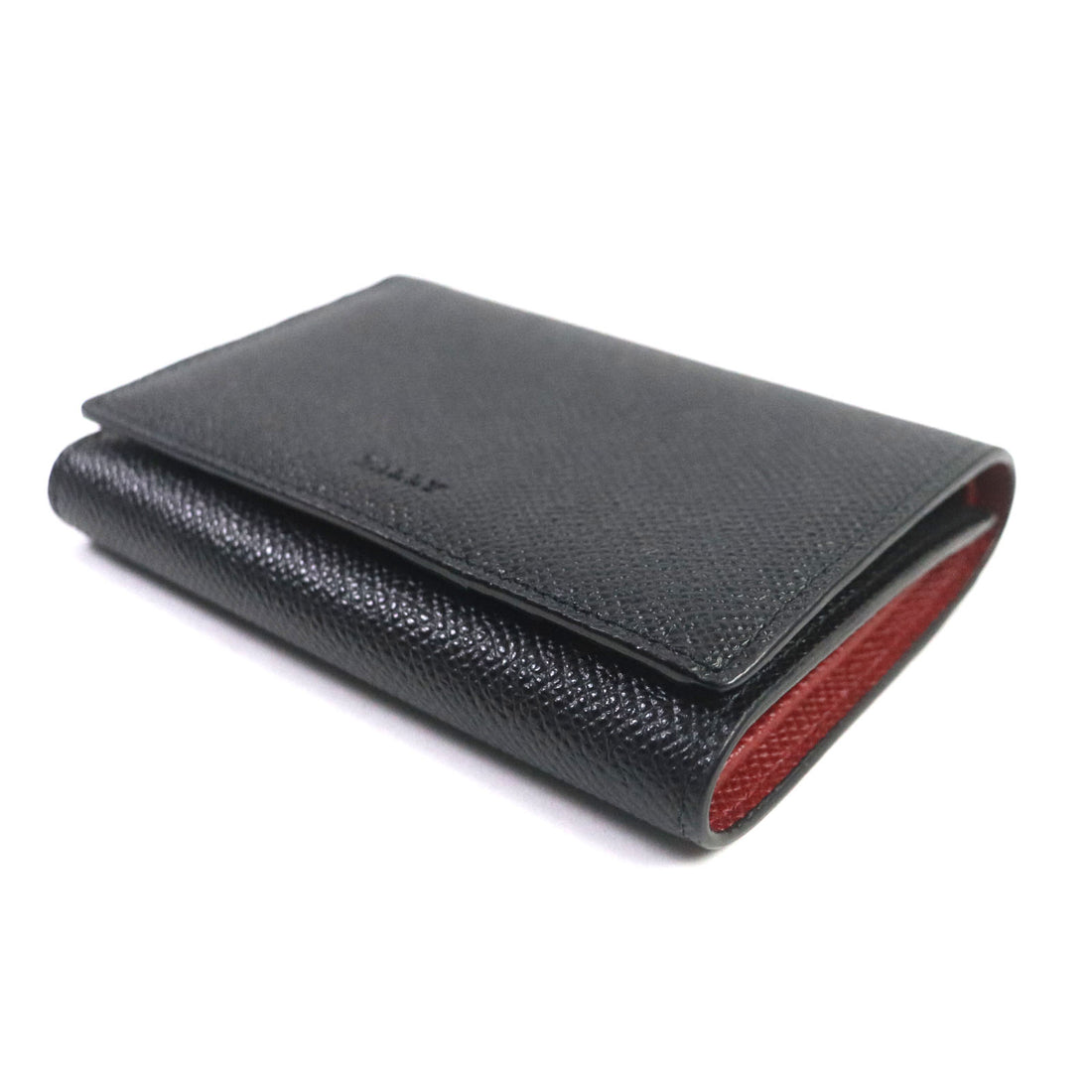 Bally BERTON Leather Compact Wallet Black